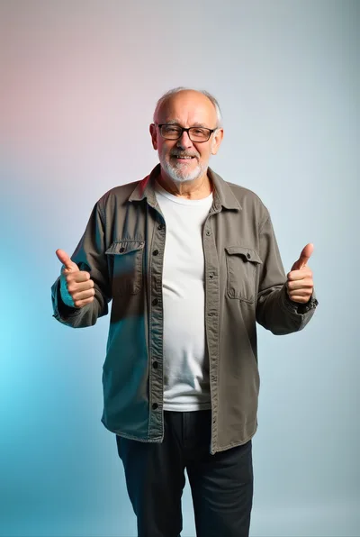 Senior Man Giving Double Thumbs Up Gesture