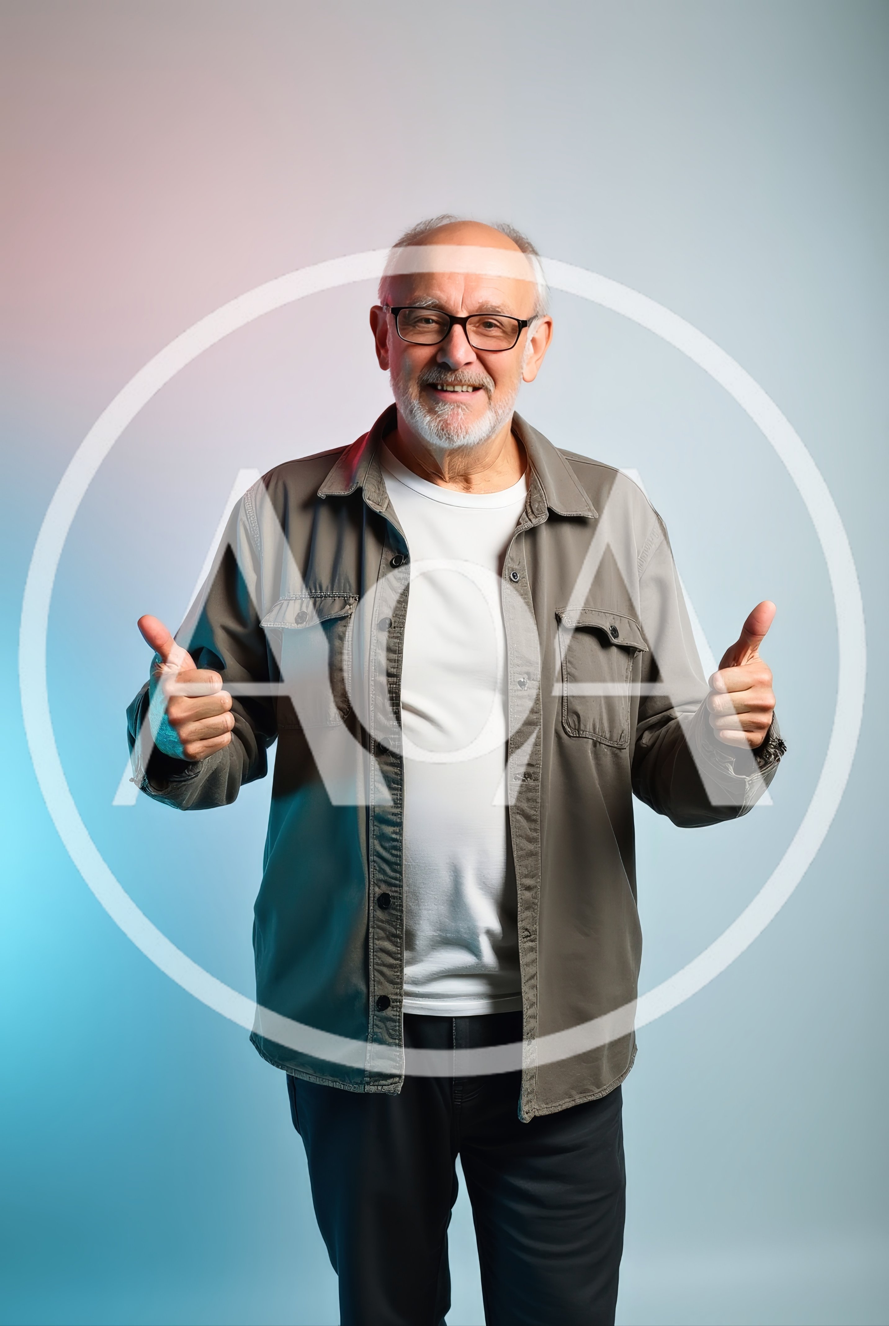 Senior Man Giving Double Thumbs Up Gesture
