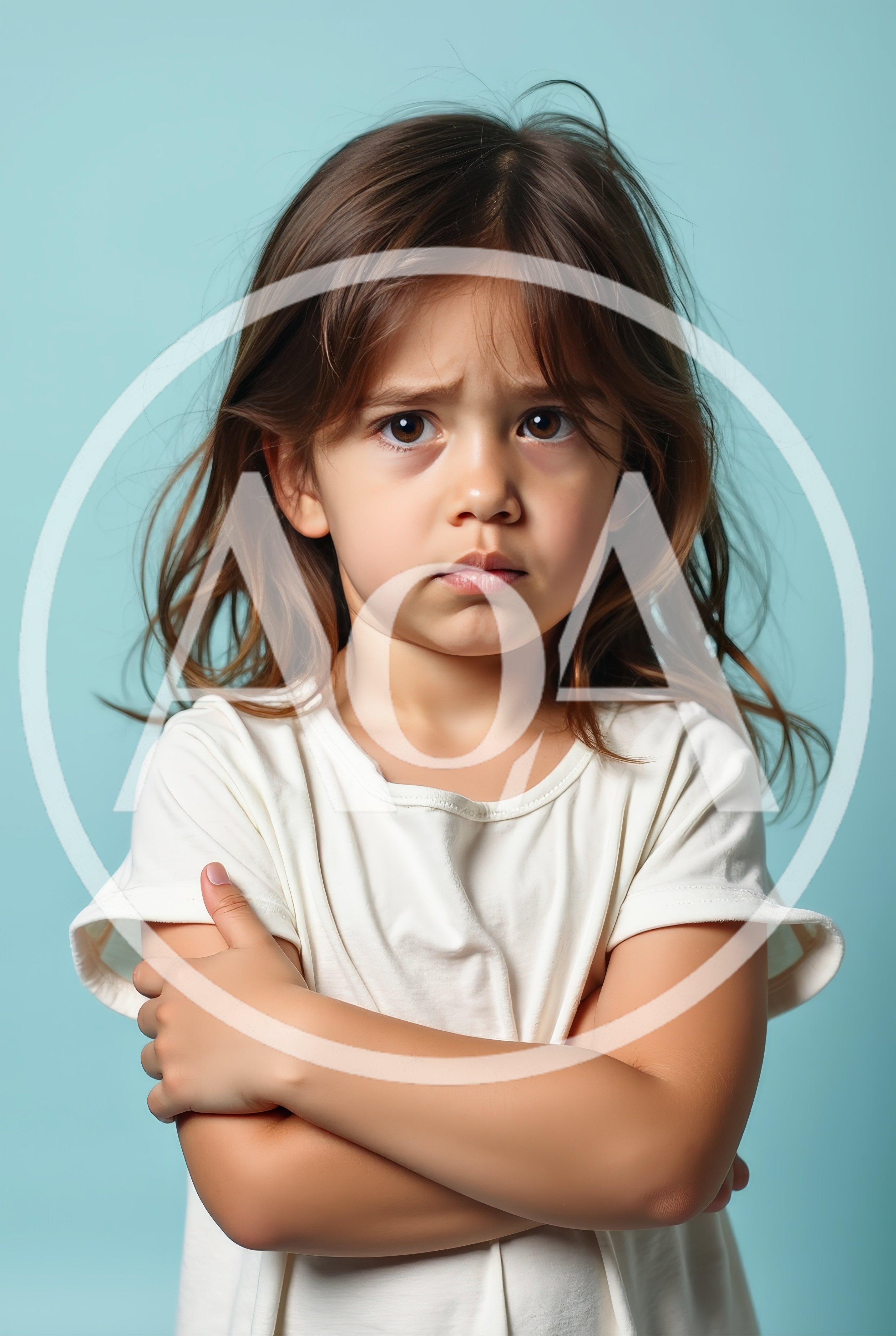 Portrait Of A Sad Little Girl With Crossed Arms