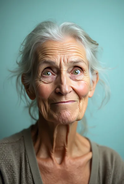 Portrait Of An Elderly Woman With Expressive Facial Features