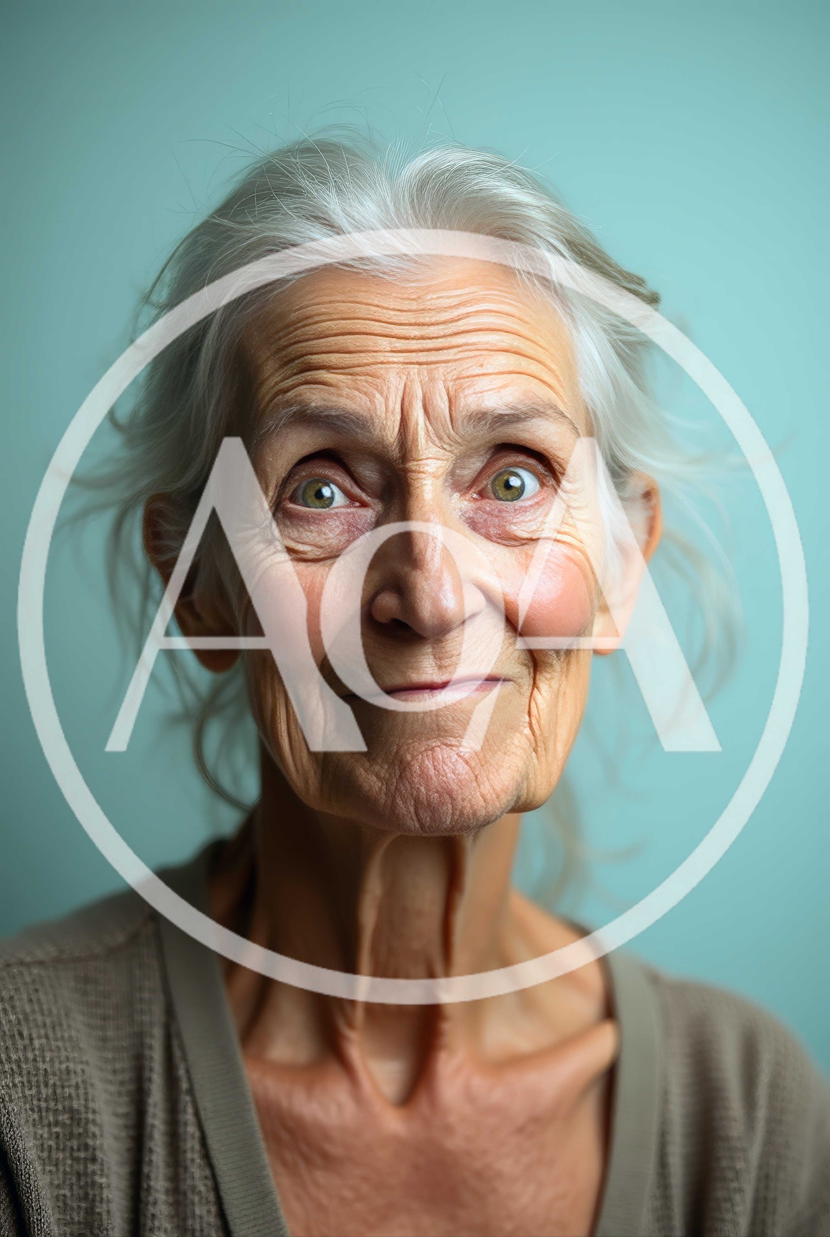 Portrait Of An Elderly Woman With Expressive Facial Features