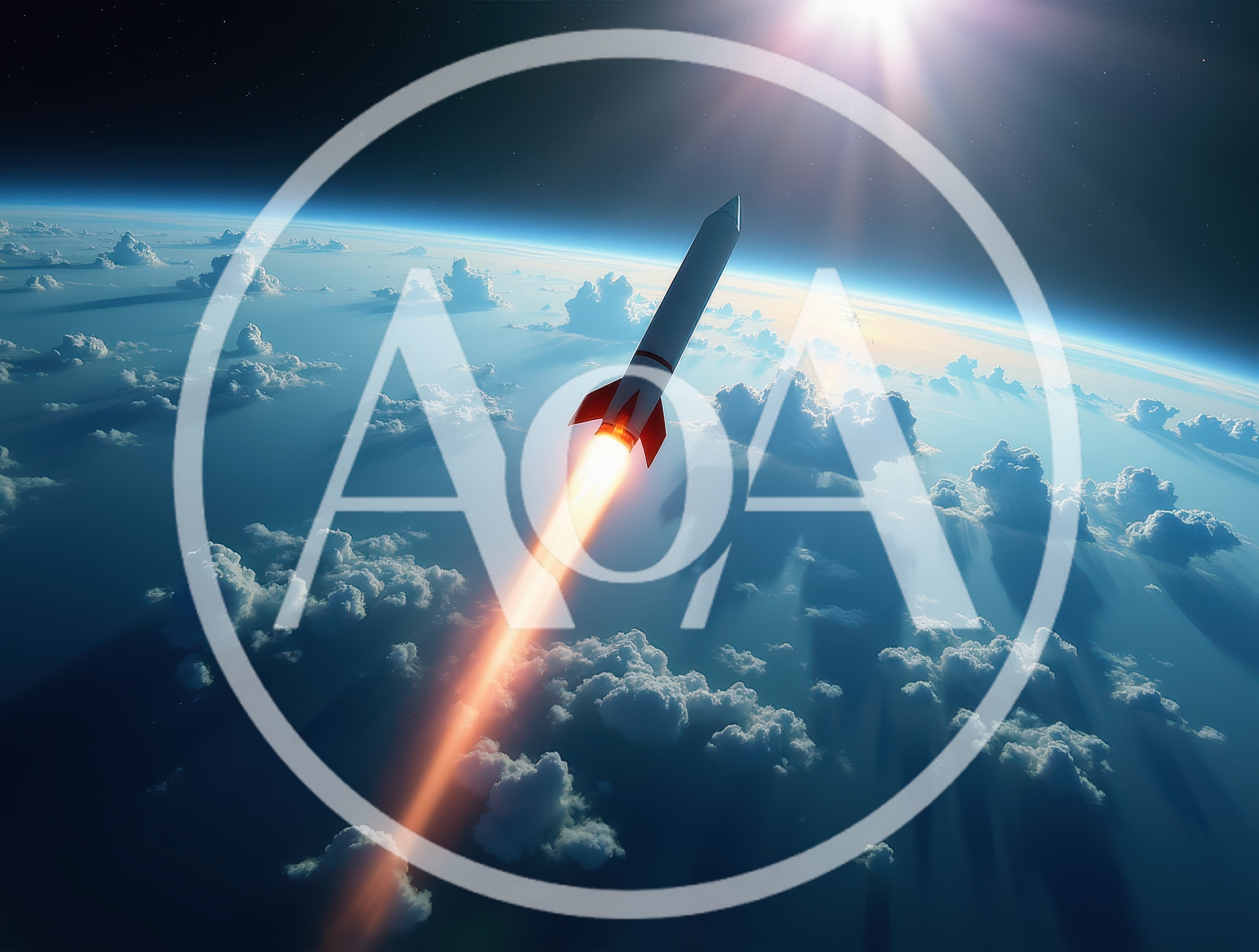 Rocket Launching Into Space Above Earth Clouds