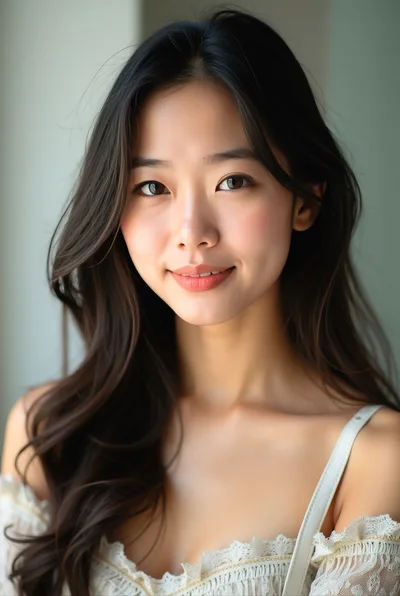 Portrait Of A Young Asian Woman With Long Hair