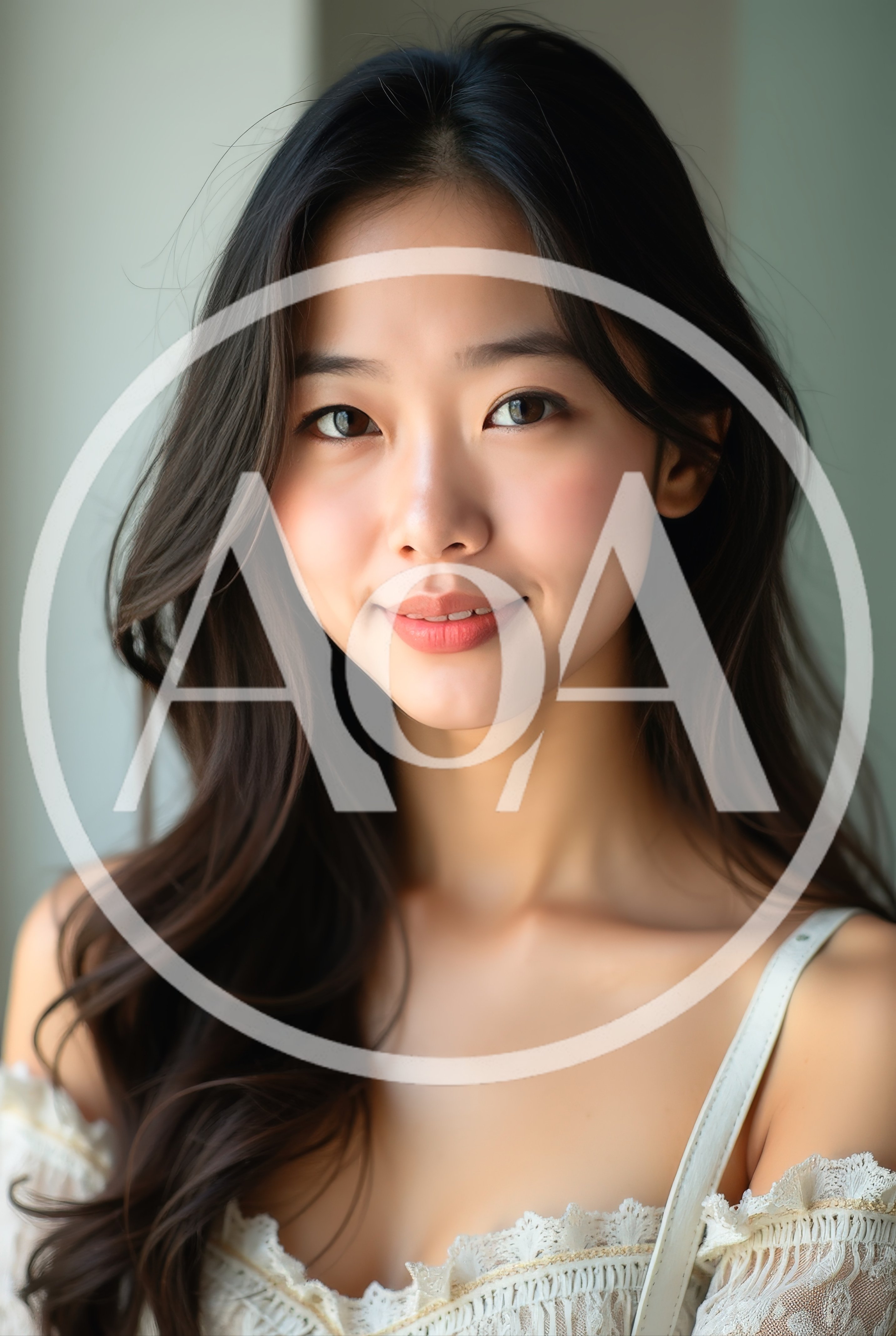 Portrait Of A Young Asian Woman With Long Hair