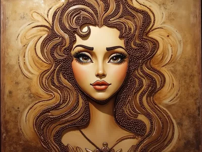 Stylized Portrait Of A Woman With Intricate Hair