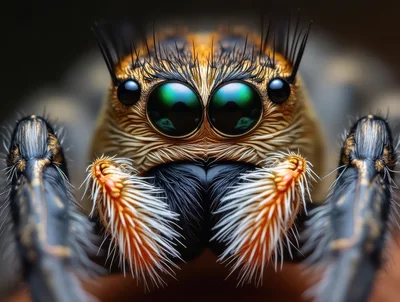 Macro Close Up Of A Jumping Spider Face