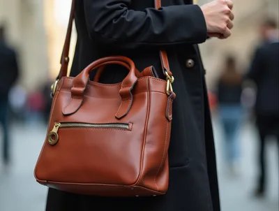Person Carrying A Brown Leather Handbag In Public