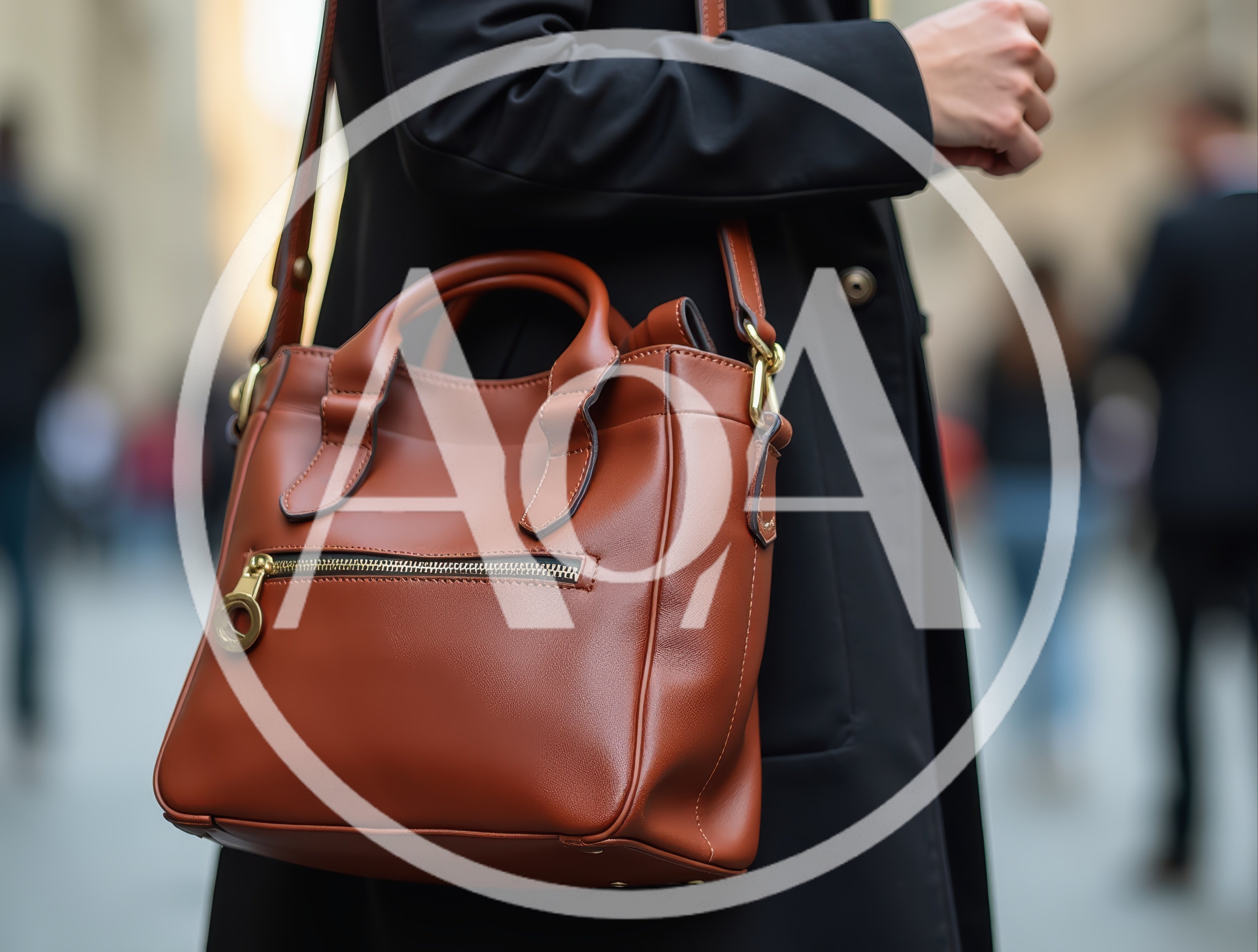 Person Carrying A Brown Leather Handbag In Public