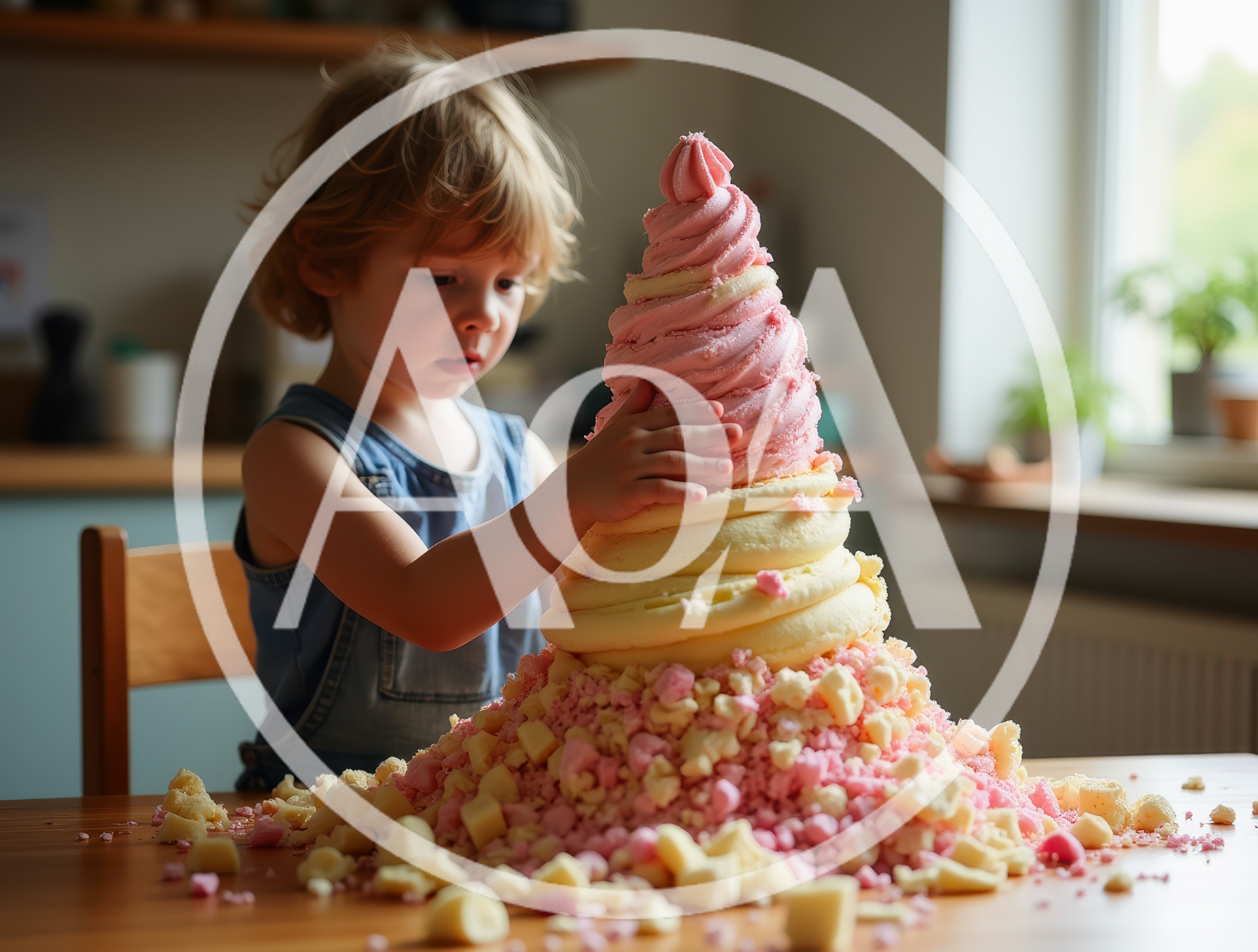 Toddler Playing With A Large Pile Of Sweet Treats
