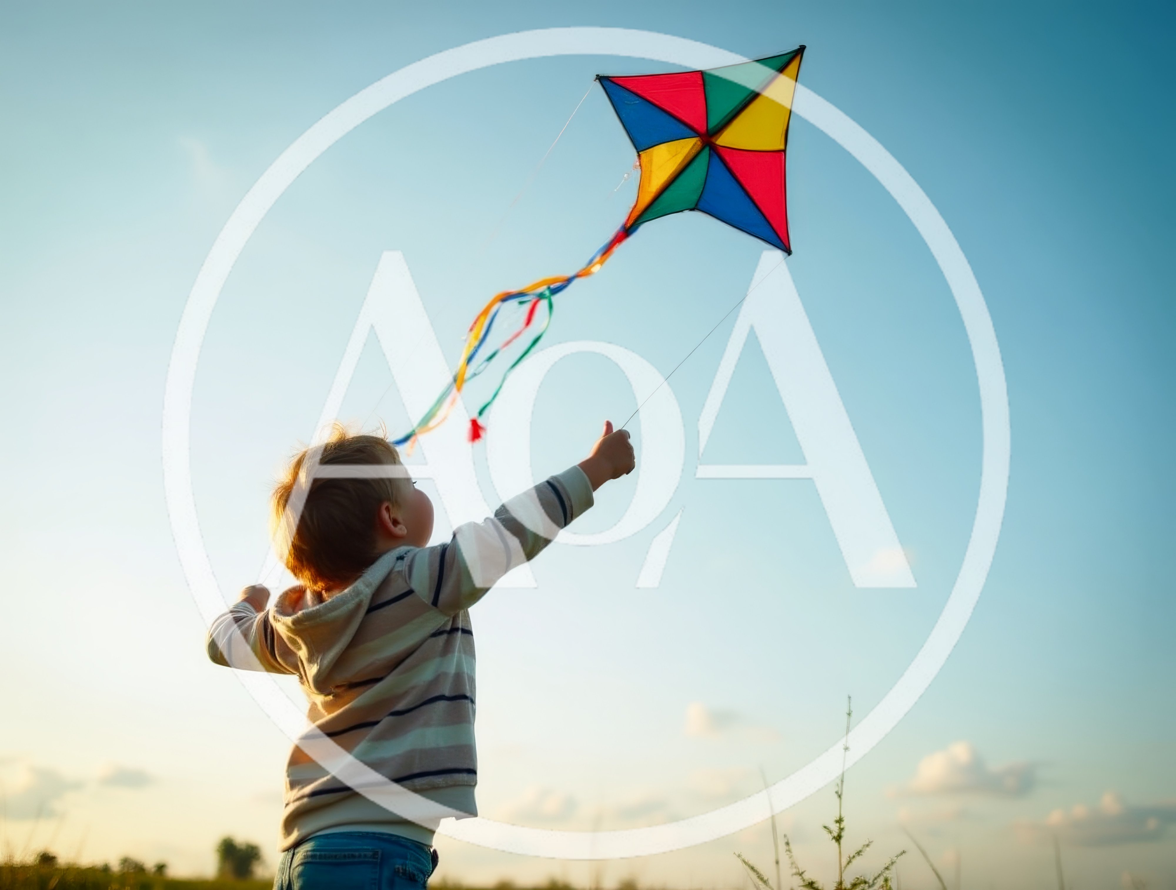 Young Boy Flying A Colorful Kite Outdoors