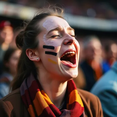Excited Female Sports Fan Cheering In Stadium