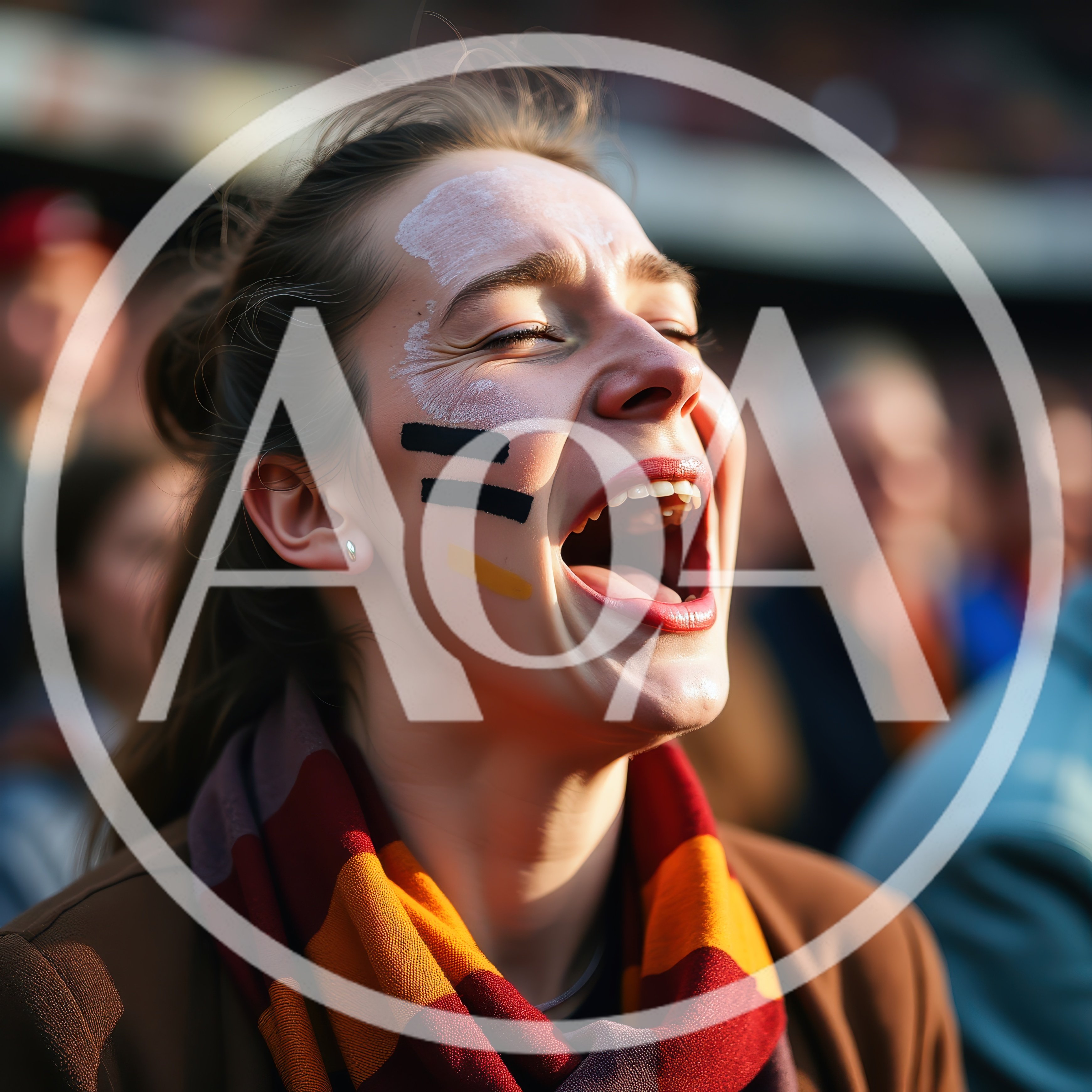 Excited Female Sports Fan Cheering In Stadium