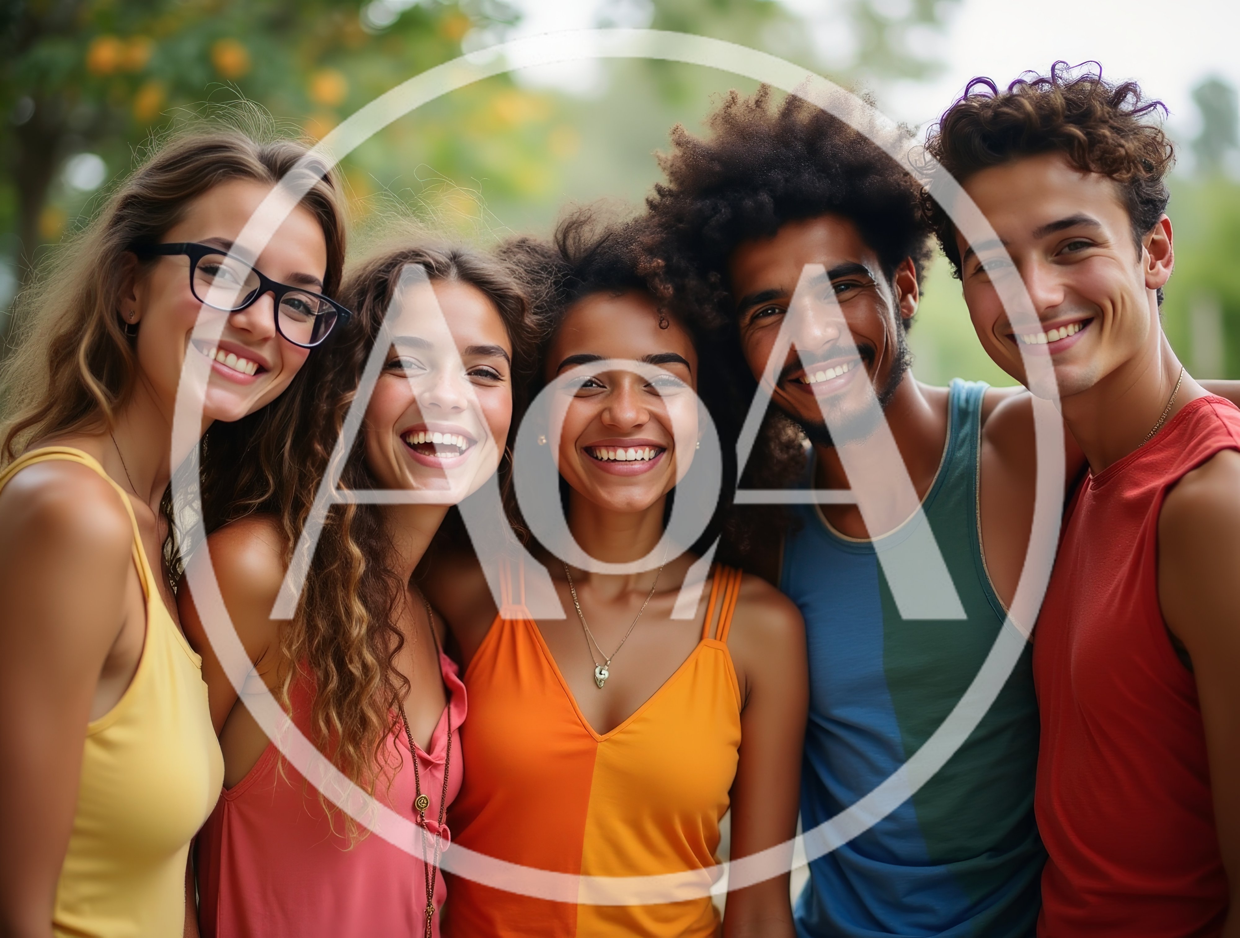 Group of Diverse Young Friends Smiling Outdoors