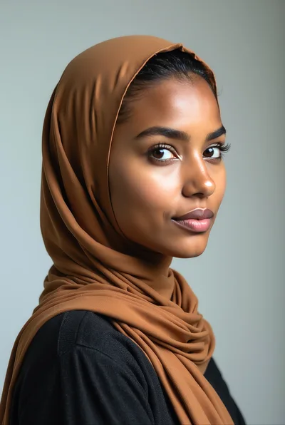 Portrait Of A Young Woman Wearing A Brown Hijab