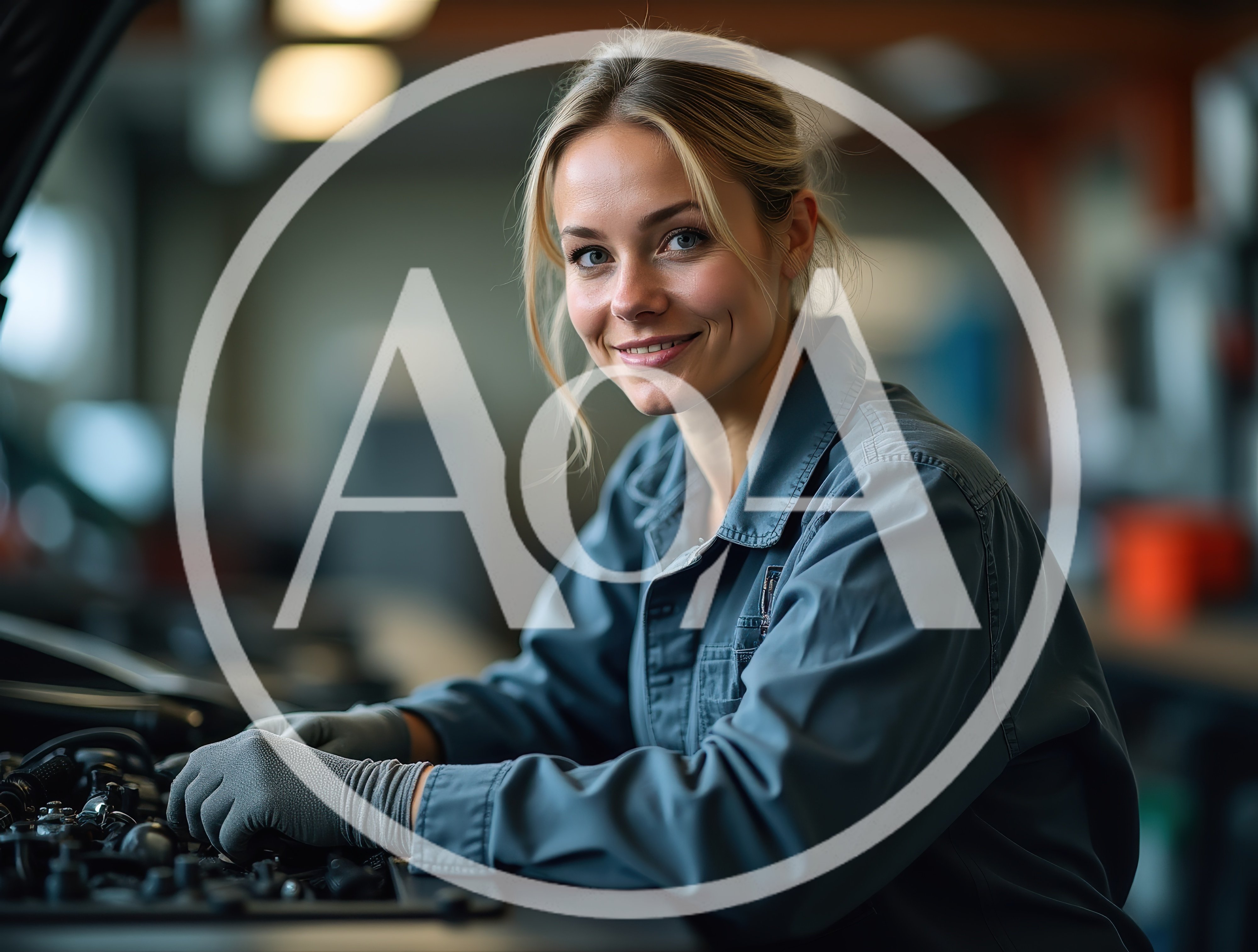 Female Mechanic Working On Car Engine In Workshop