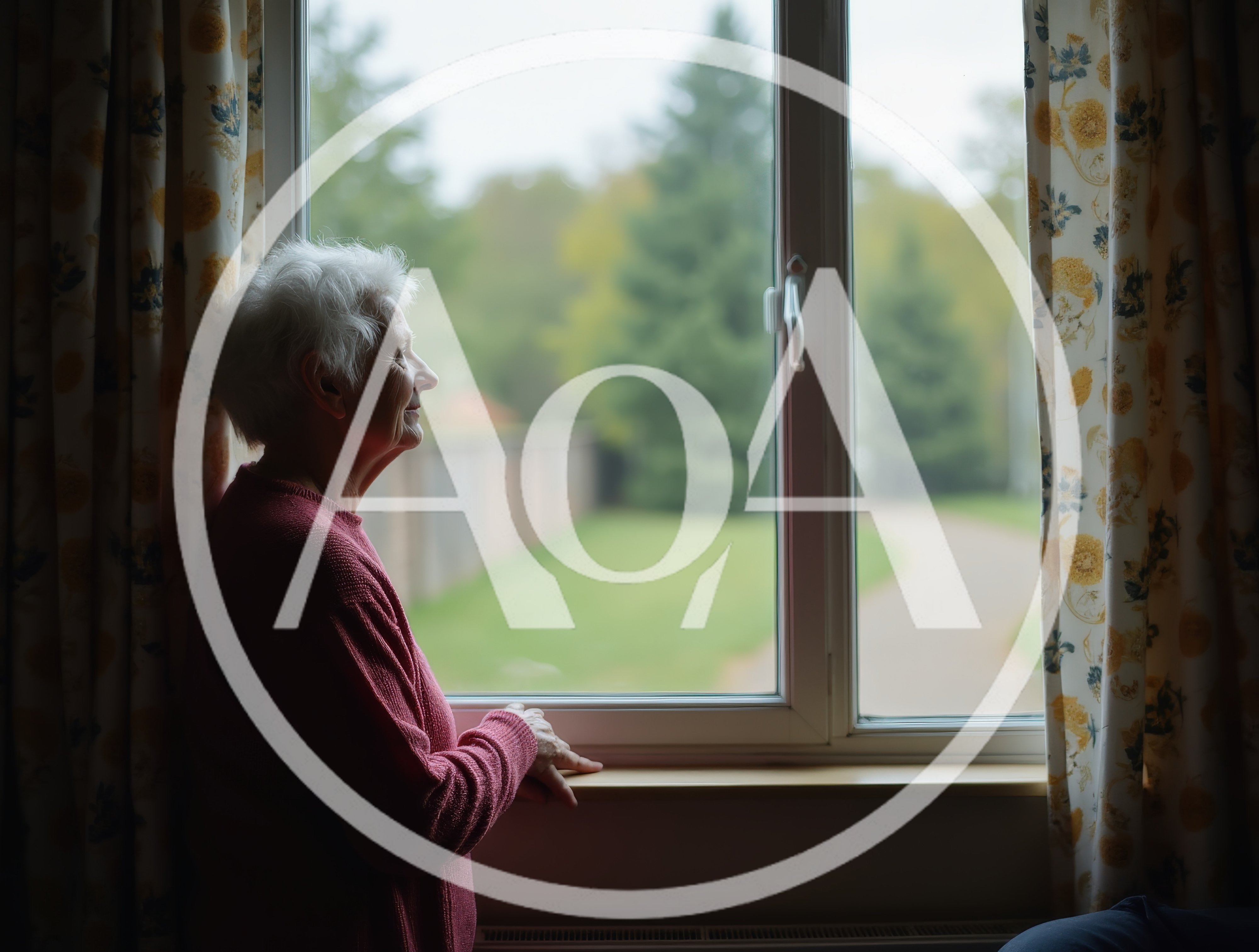 Elderly Woman Looking Out Of A Window