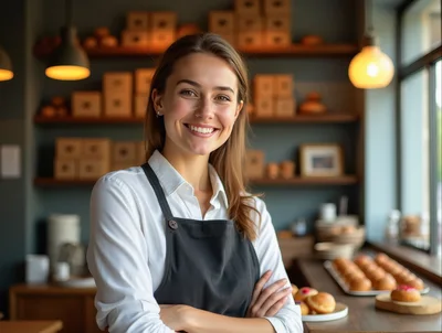 Smiling Female Baker Standing In A Bakery
