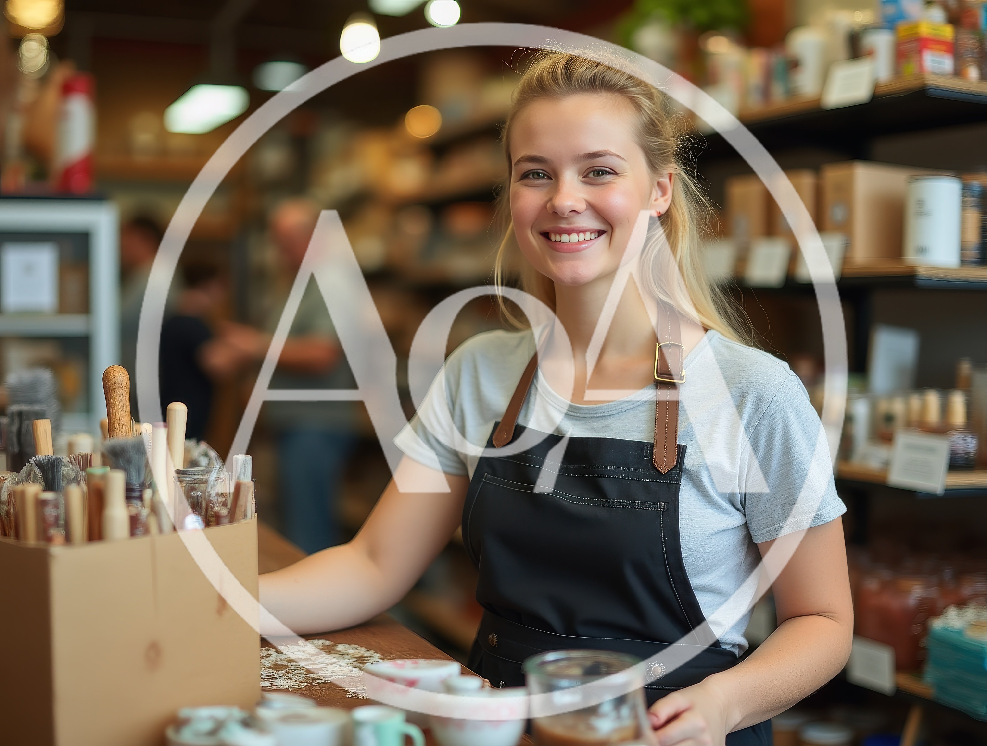 Smiling Female Shop Assistant Working In A Craft Store