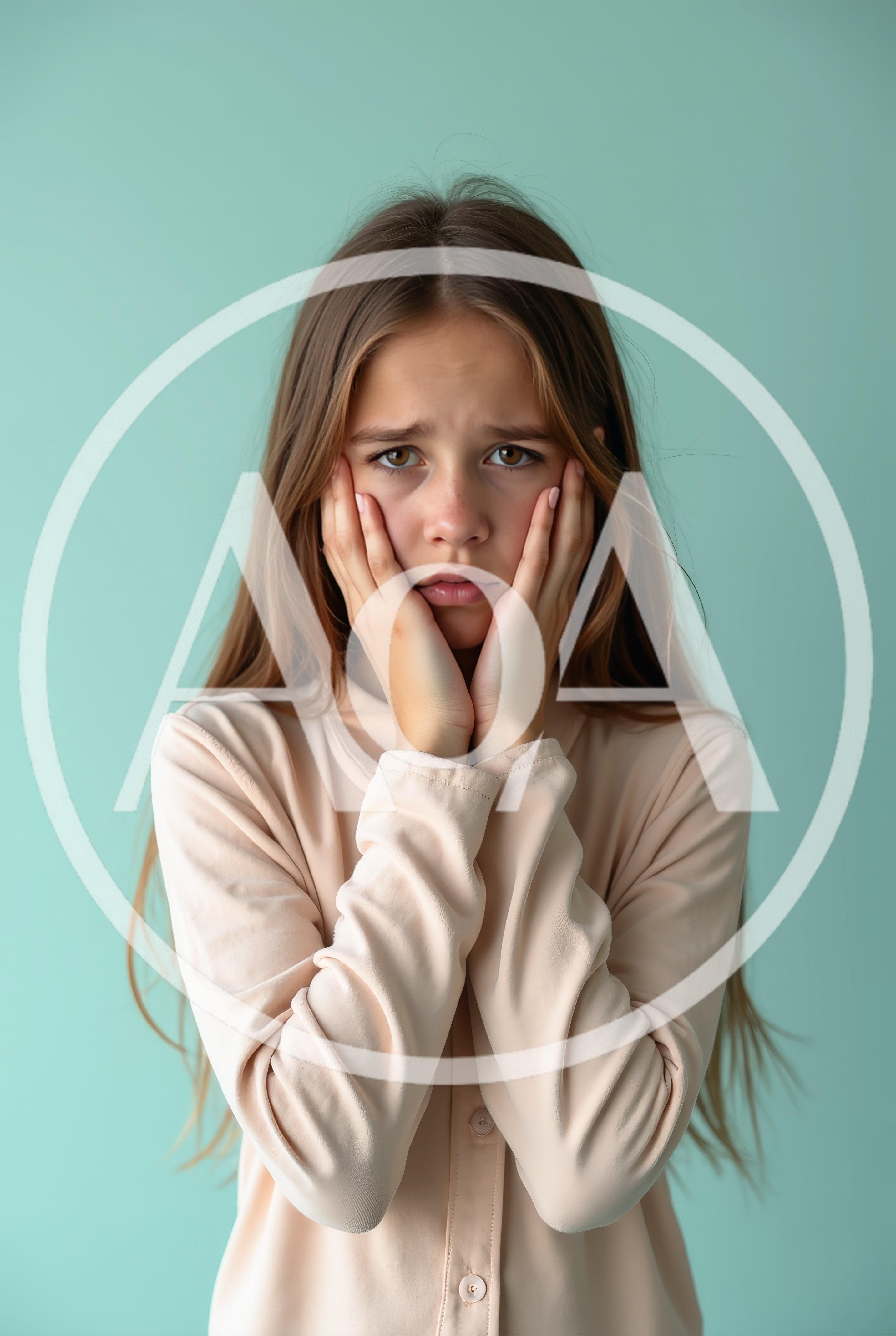 Sad Young Girl Holding Her Face