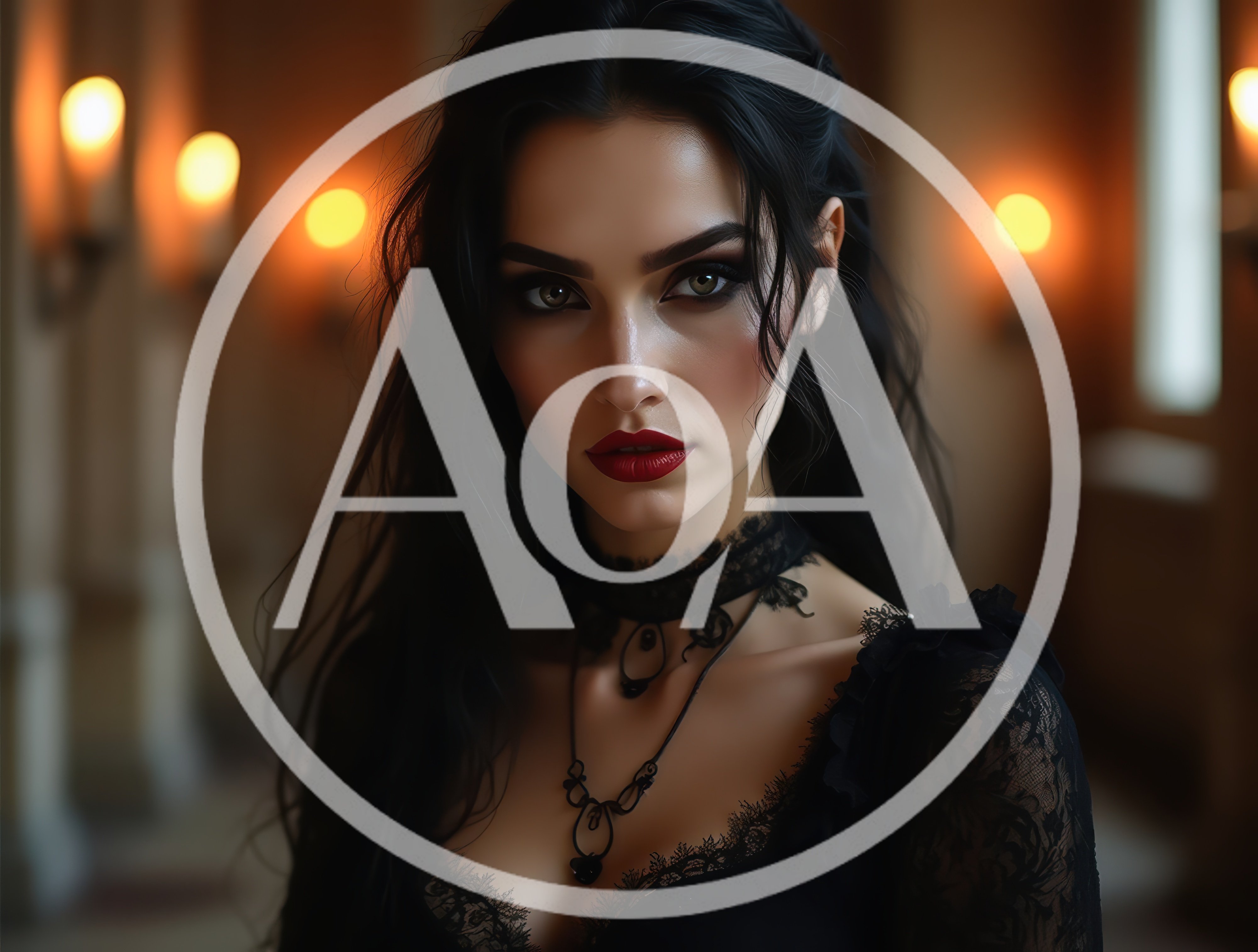 Portrait Of A Gothic Woman In A Dimly Lit Hallway