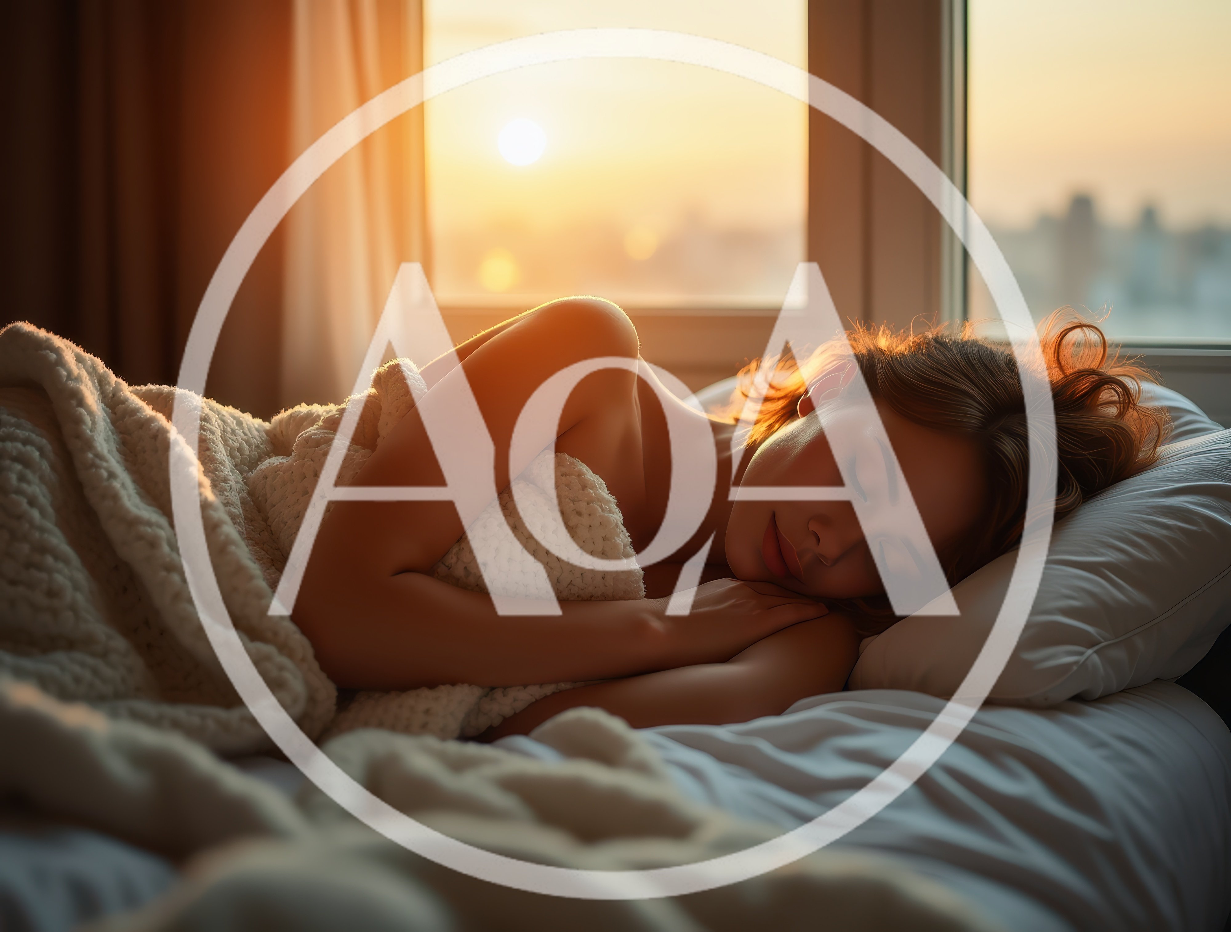 Young Woman Sleeping Peacefully In Bed At Sunrise