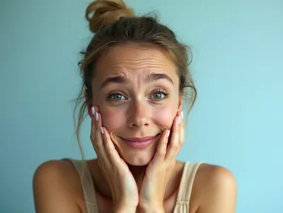 Young Woman With A Playful And Awkward Expression