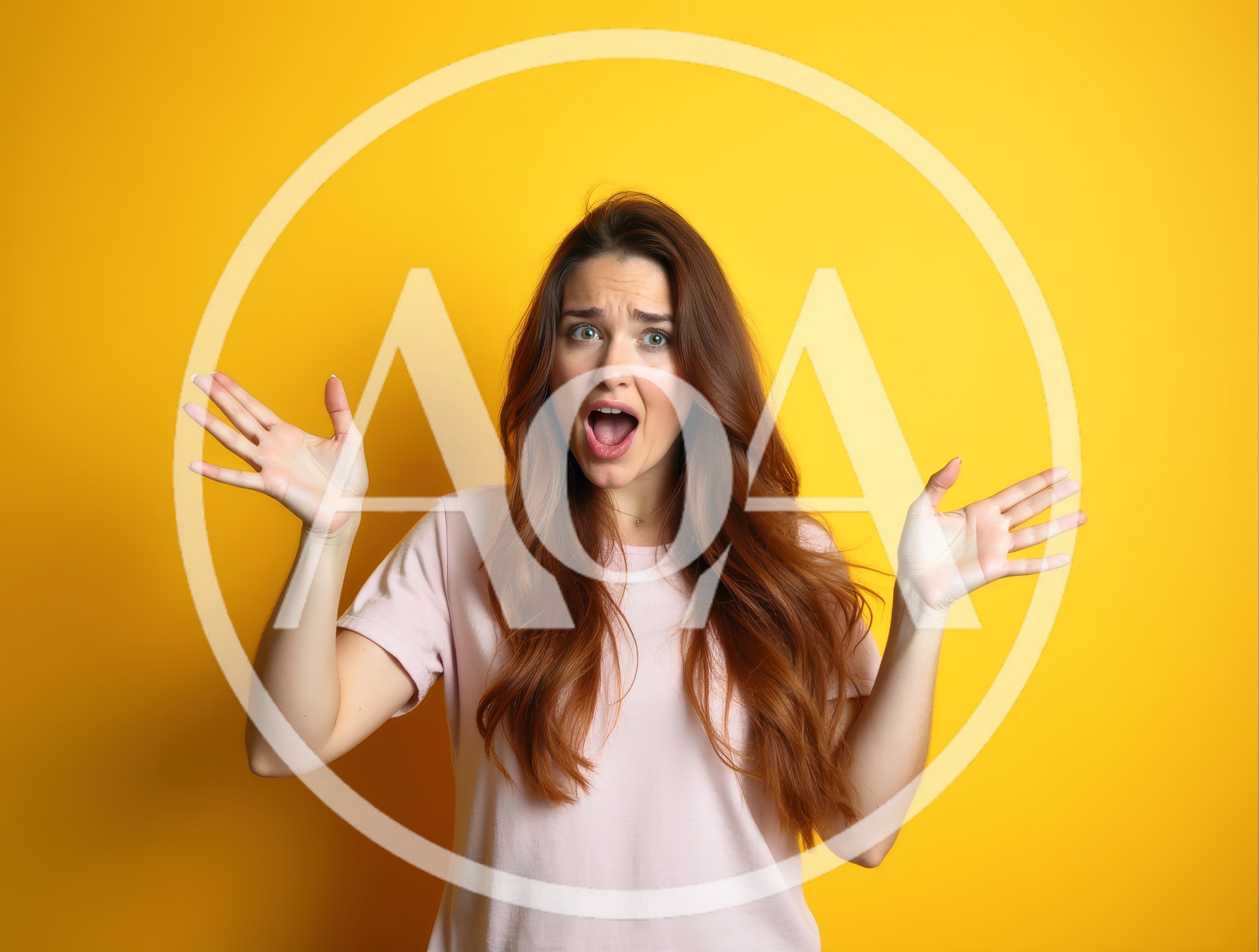 Surprised Young Woman With Mouth Open Against Yellow Background