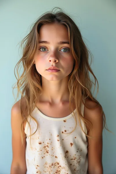 Portrait Of A Young Girl With Messy Hair