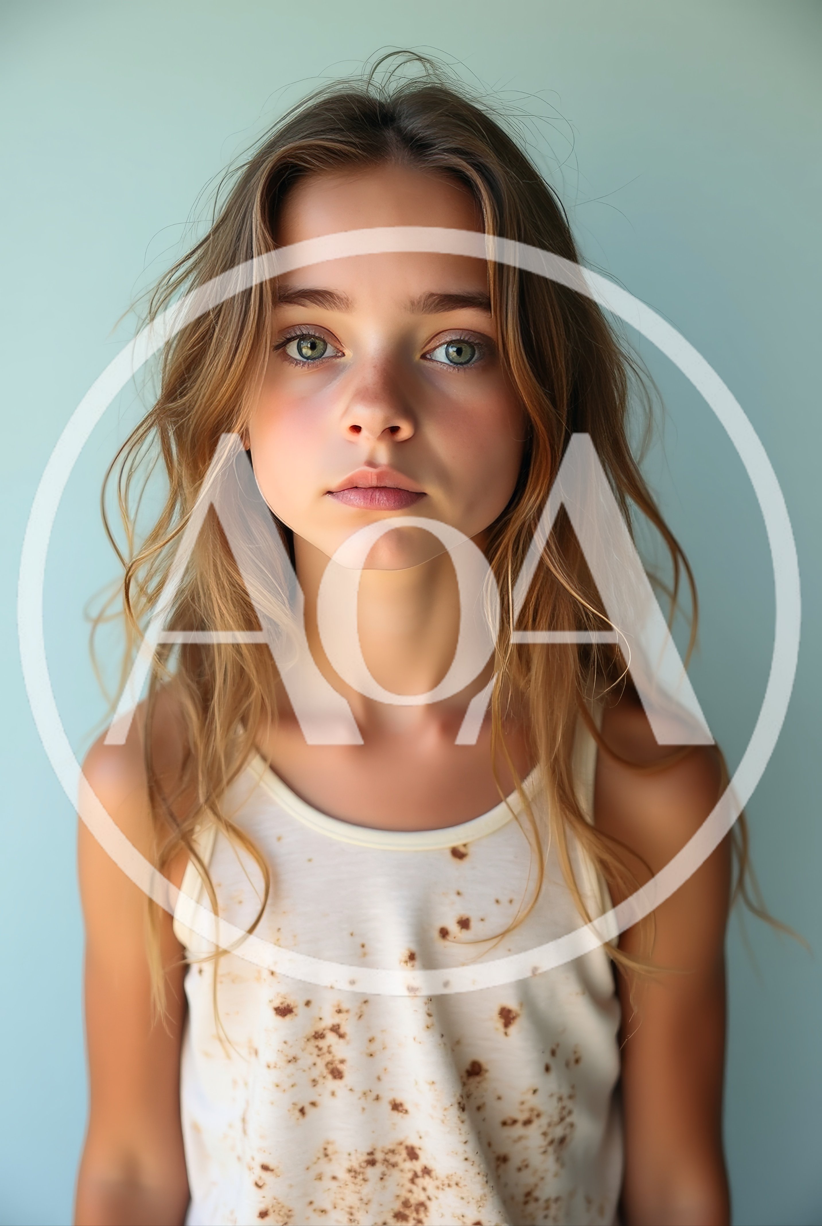 Portrait Of A Young Girl With Messy Hair