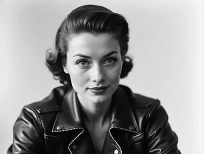 Portrait Of A Stylish Woman In A Leather Jacket