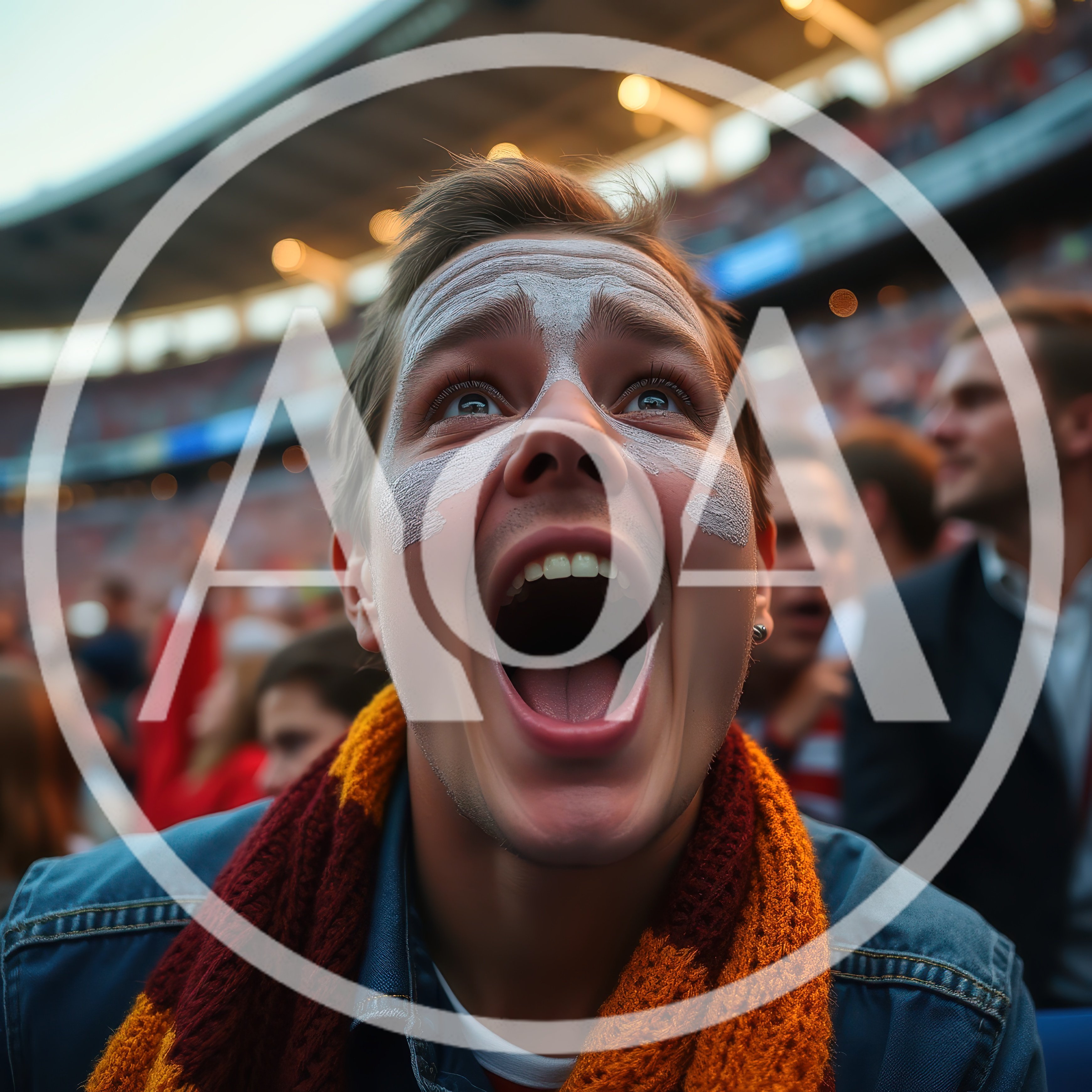Excited Sports Fan Cheering In Stadium Crowd