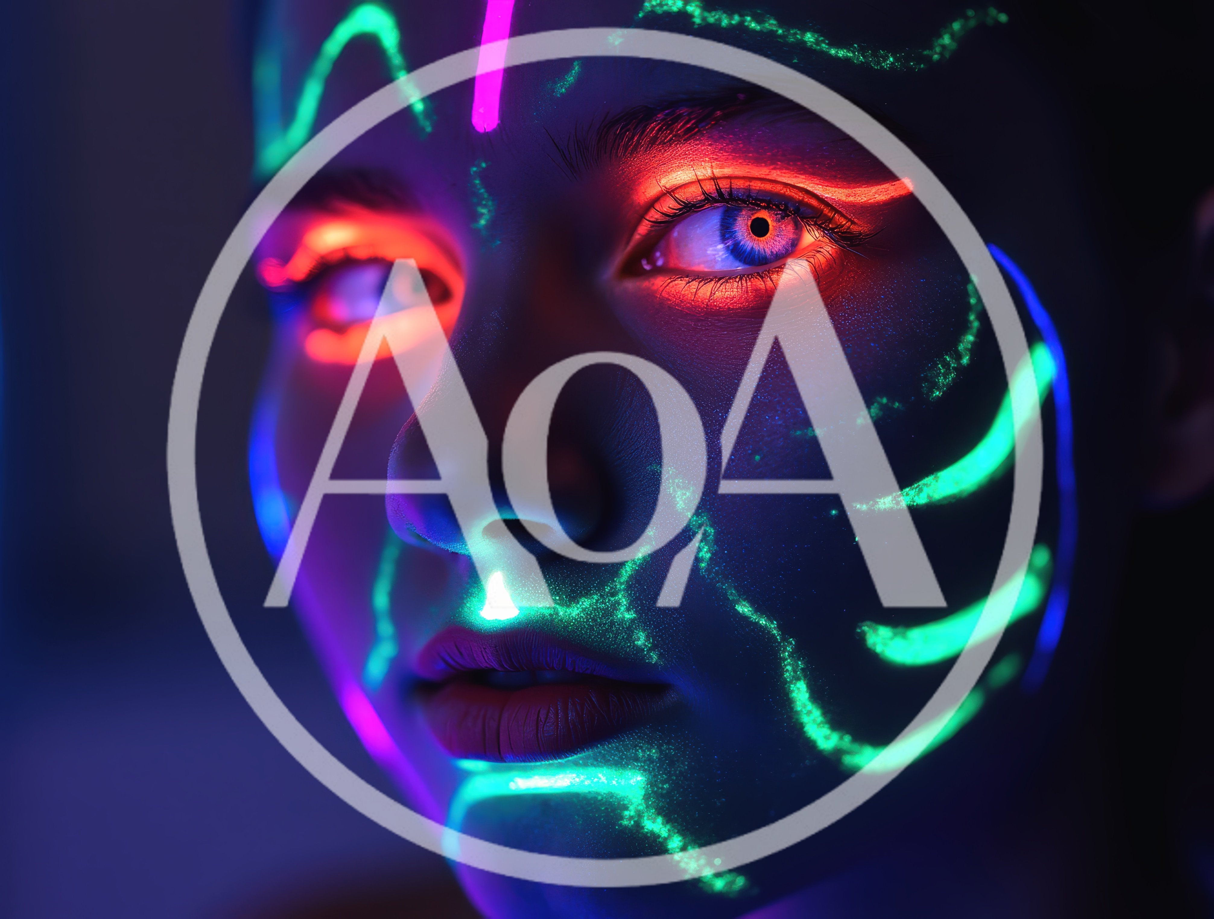 Portrait Of A Woman With Neon Fluorescent Face Paint