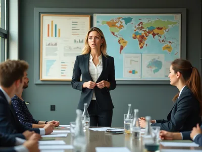 Businesswoman Leading A Professional Meeting In A Conference Room