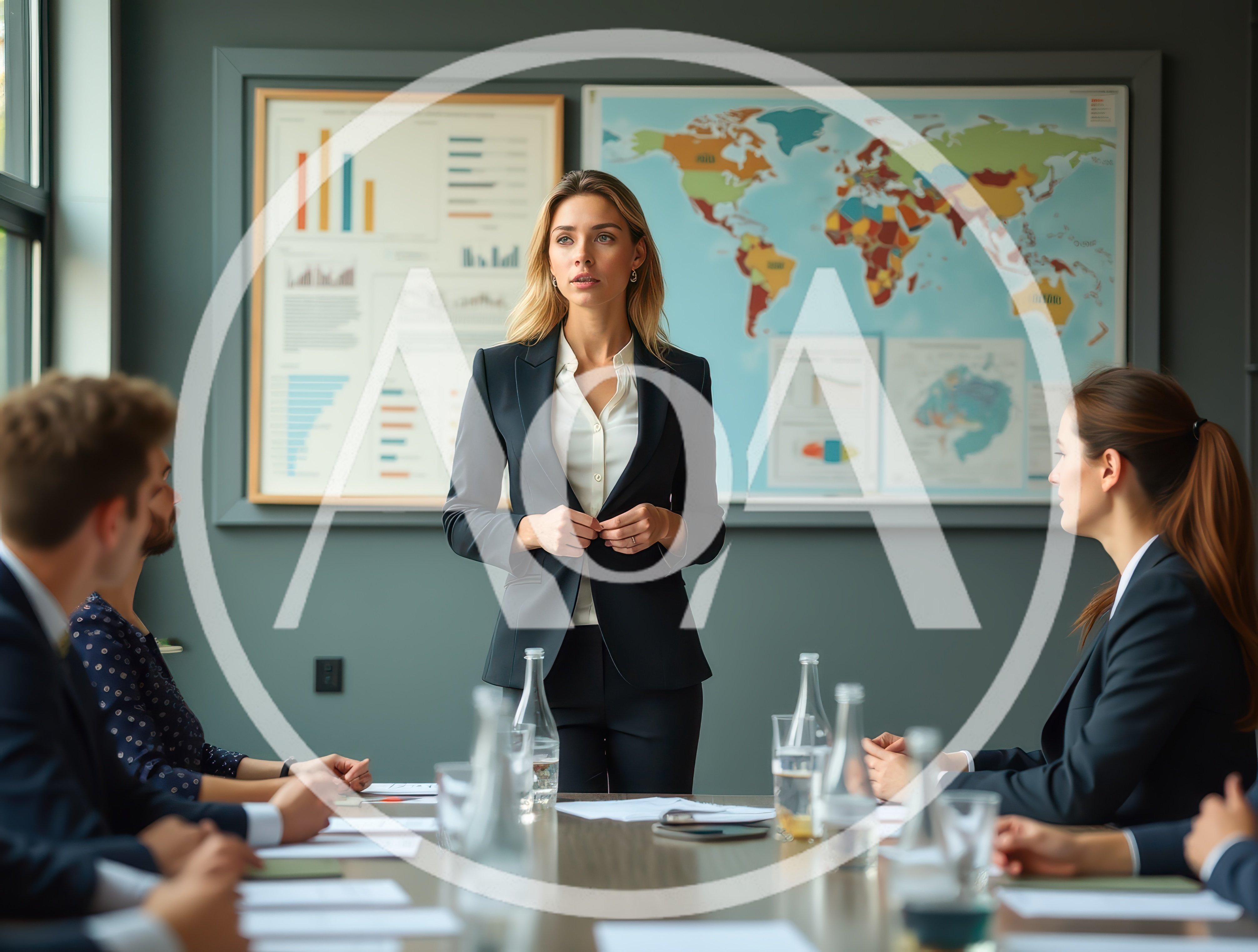 Businesswoman Leading A Professional Meeting In A Conference Room