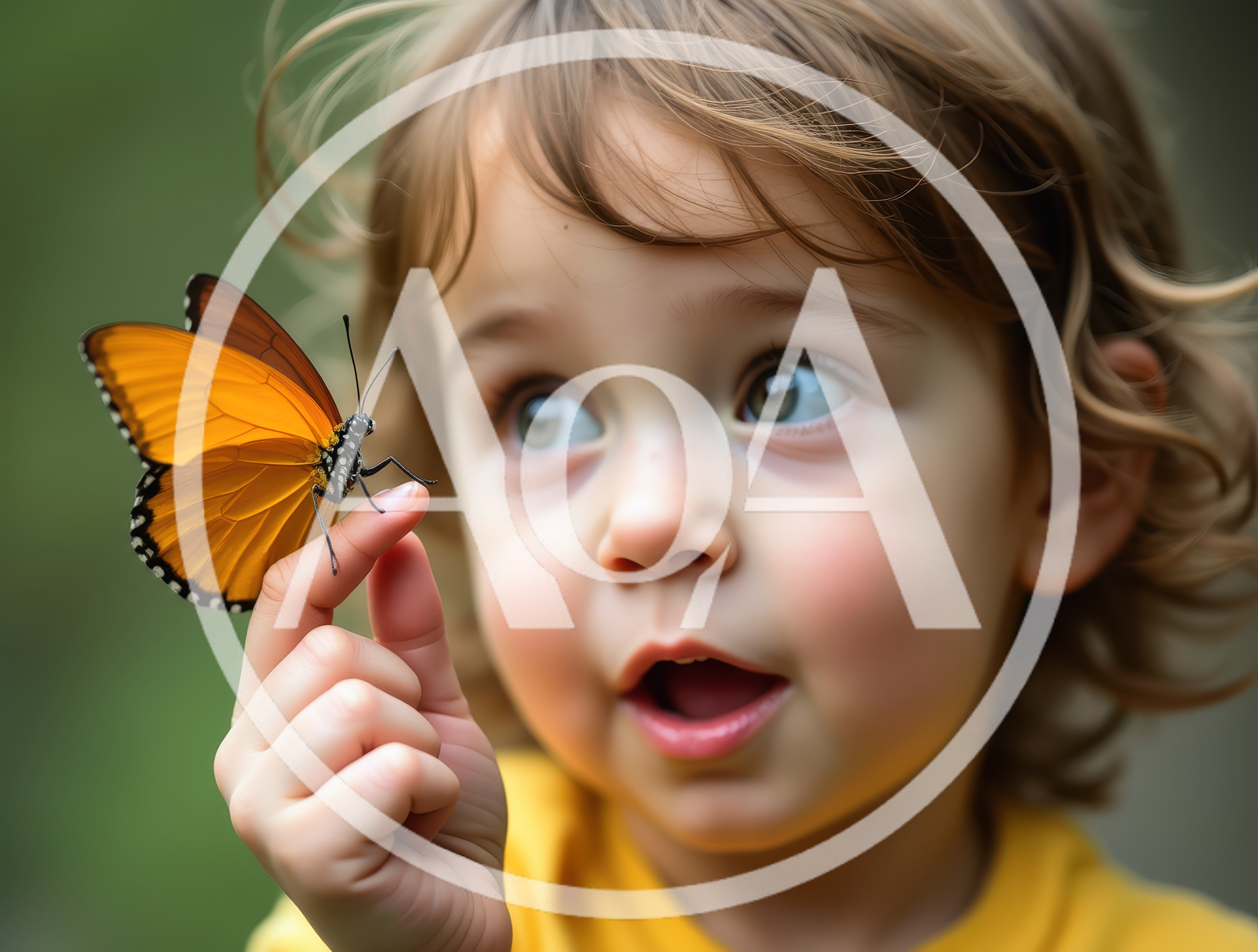 Toddler Holding A Vibrant Orange Butterfly