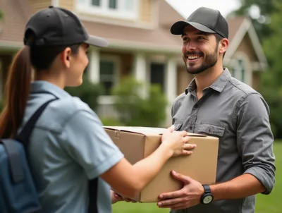 Delivery Person Handing Package to Customer