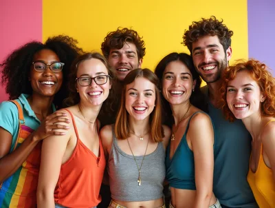 Diverse Group Of Friends Smiling Together