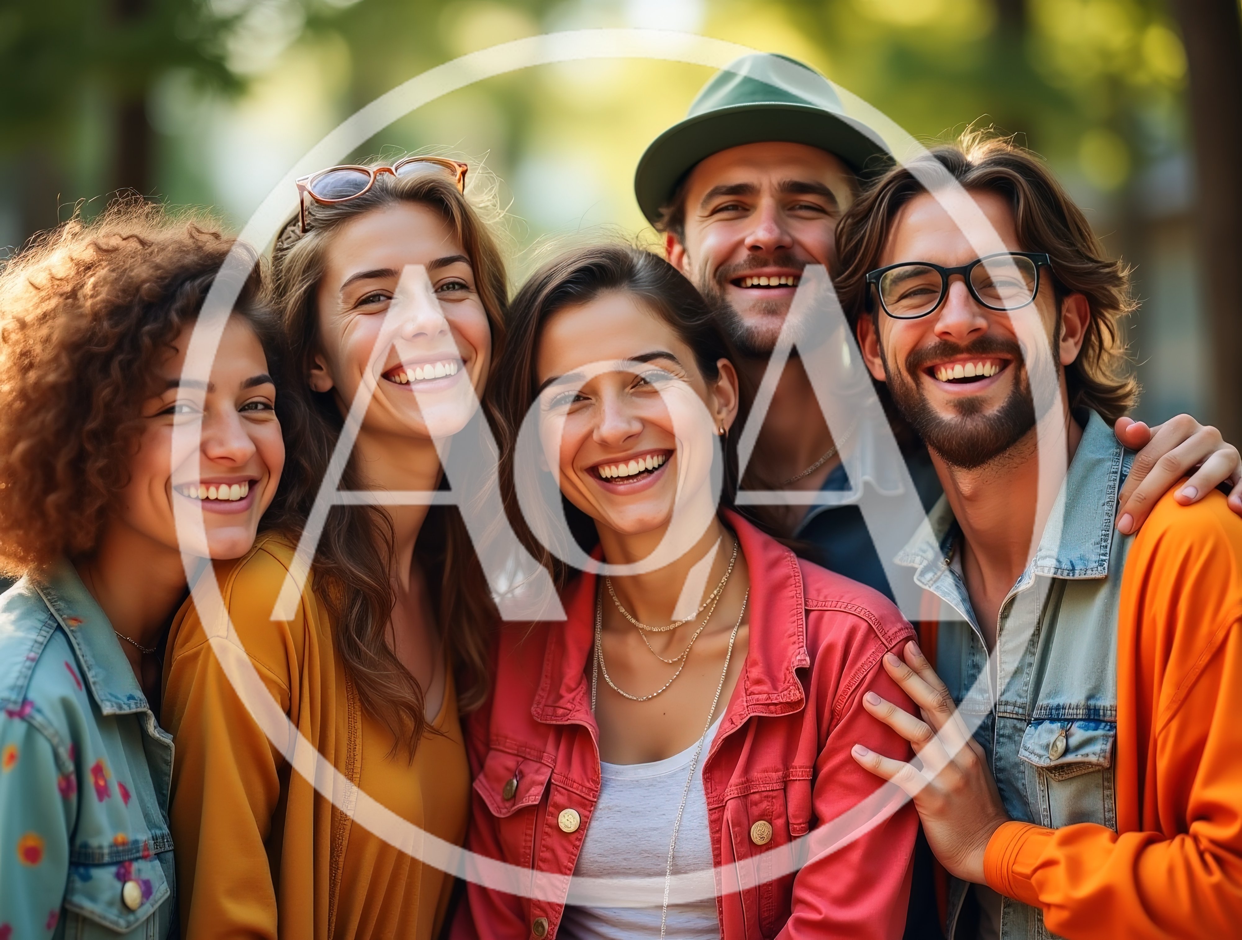 Group Of Happy Friends Smiling Together Outdoors