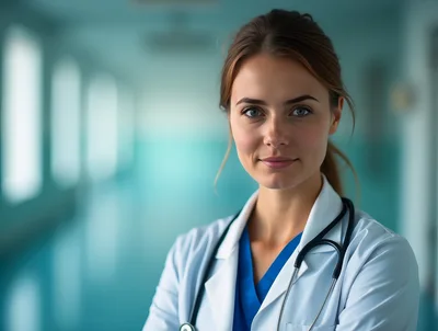 Portrait Of A Professional Female Doctor In Hospital
