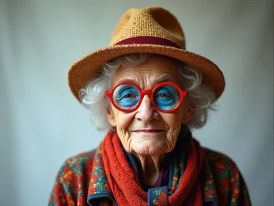 Portrait Of An Elderly Woman With Vibrant Style