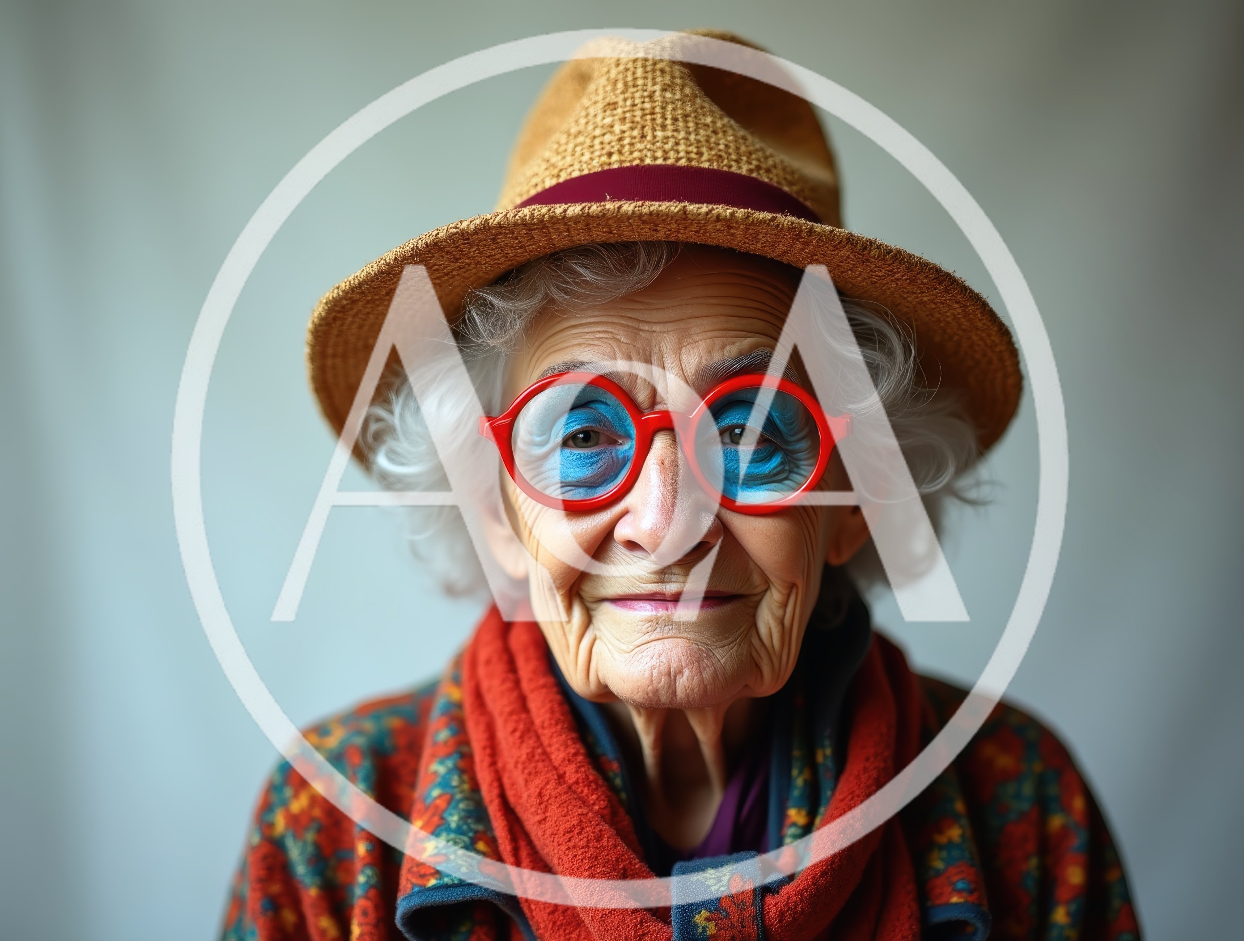 Portrait Of An Elderly Woman With Vibrant Style
