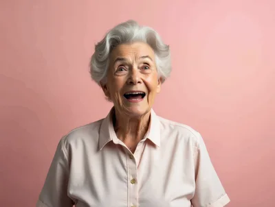 Portrait Of A Joyful Elderly Woman
