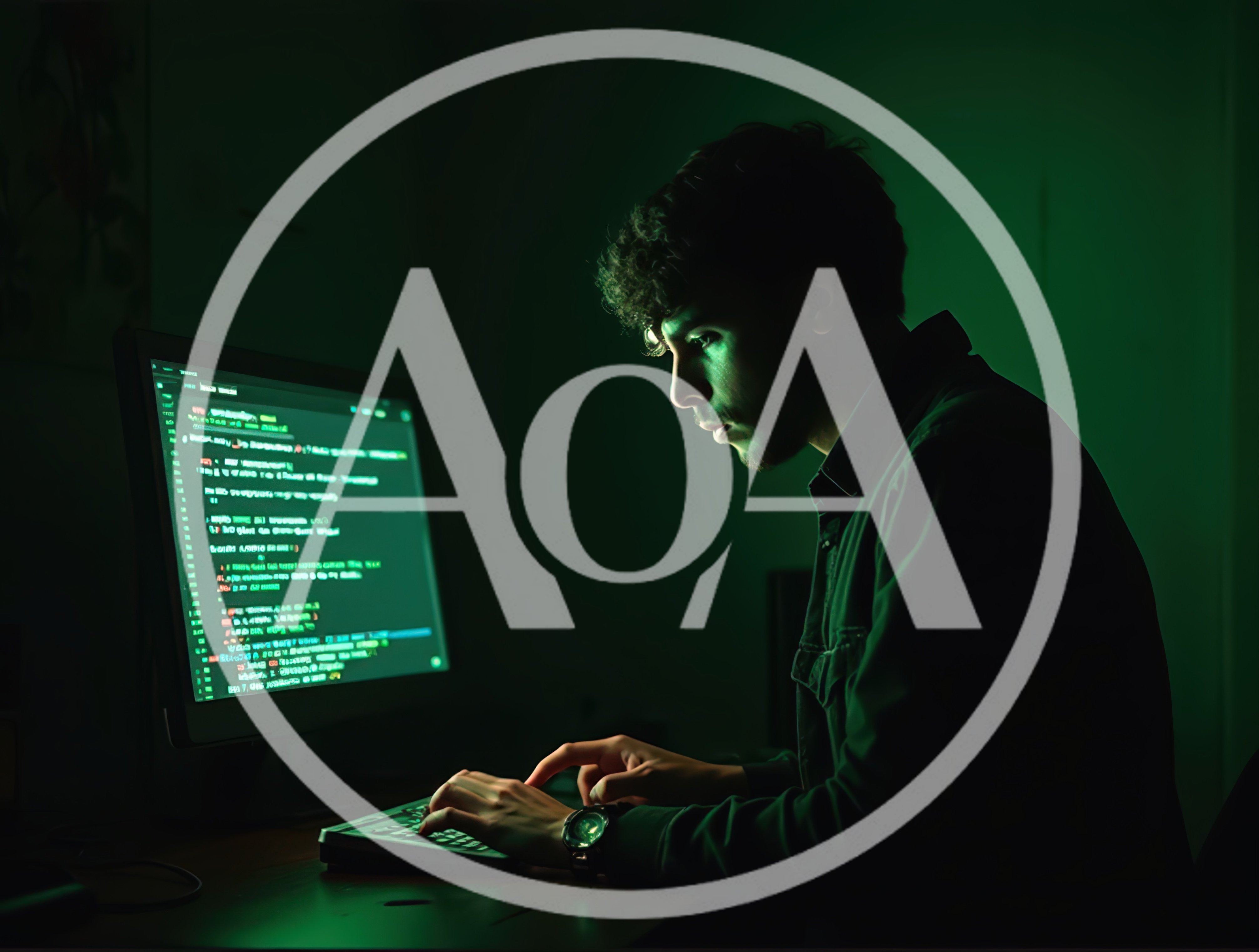 Young Programmer Coding on Computer in Dark Room