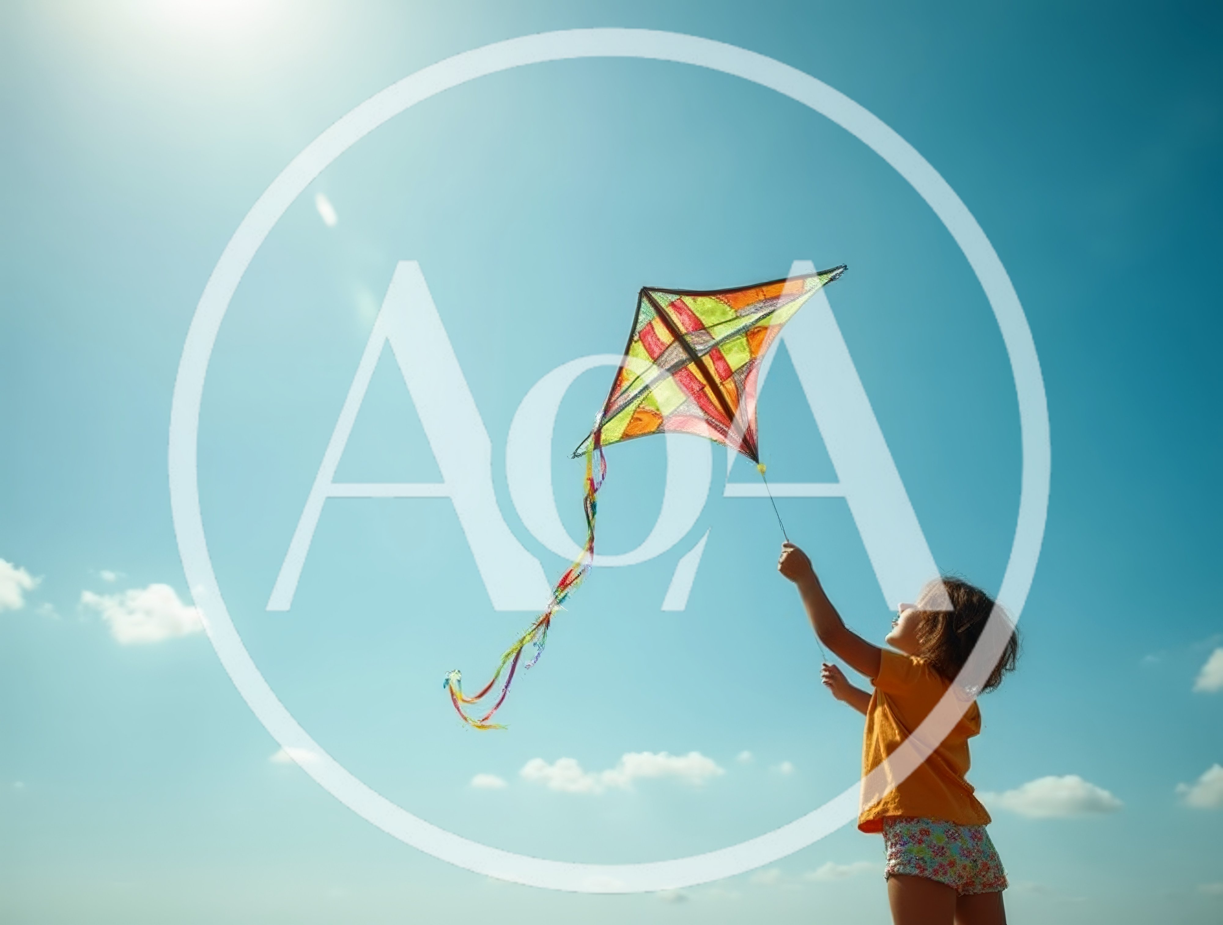 Young Girl Flying A Colorful Kite Outdoors