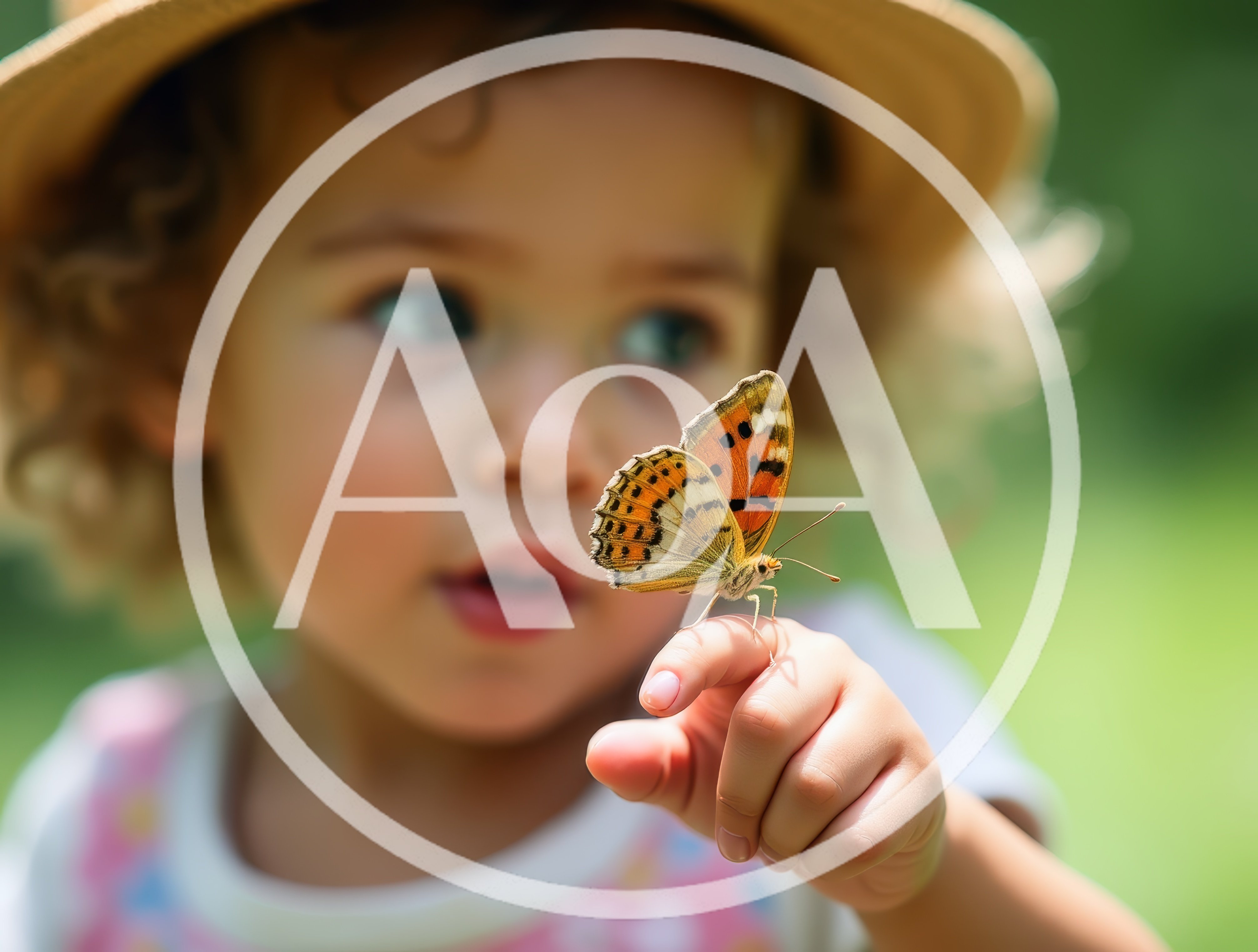 Toddler Girl Observing A Butterfly On Her Finger