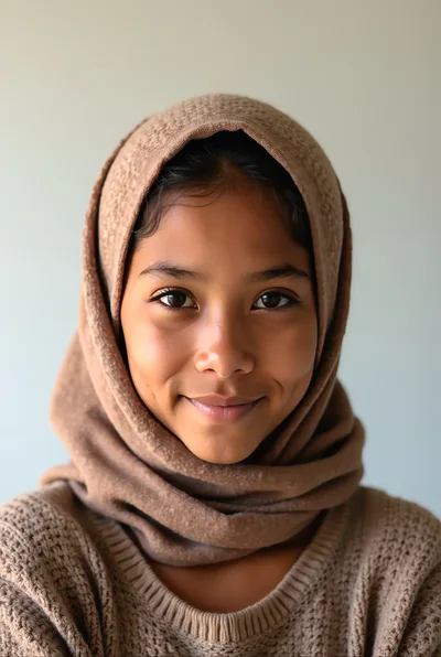 Portrait Of A Young Woman Wearing A Brown Hijab
