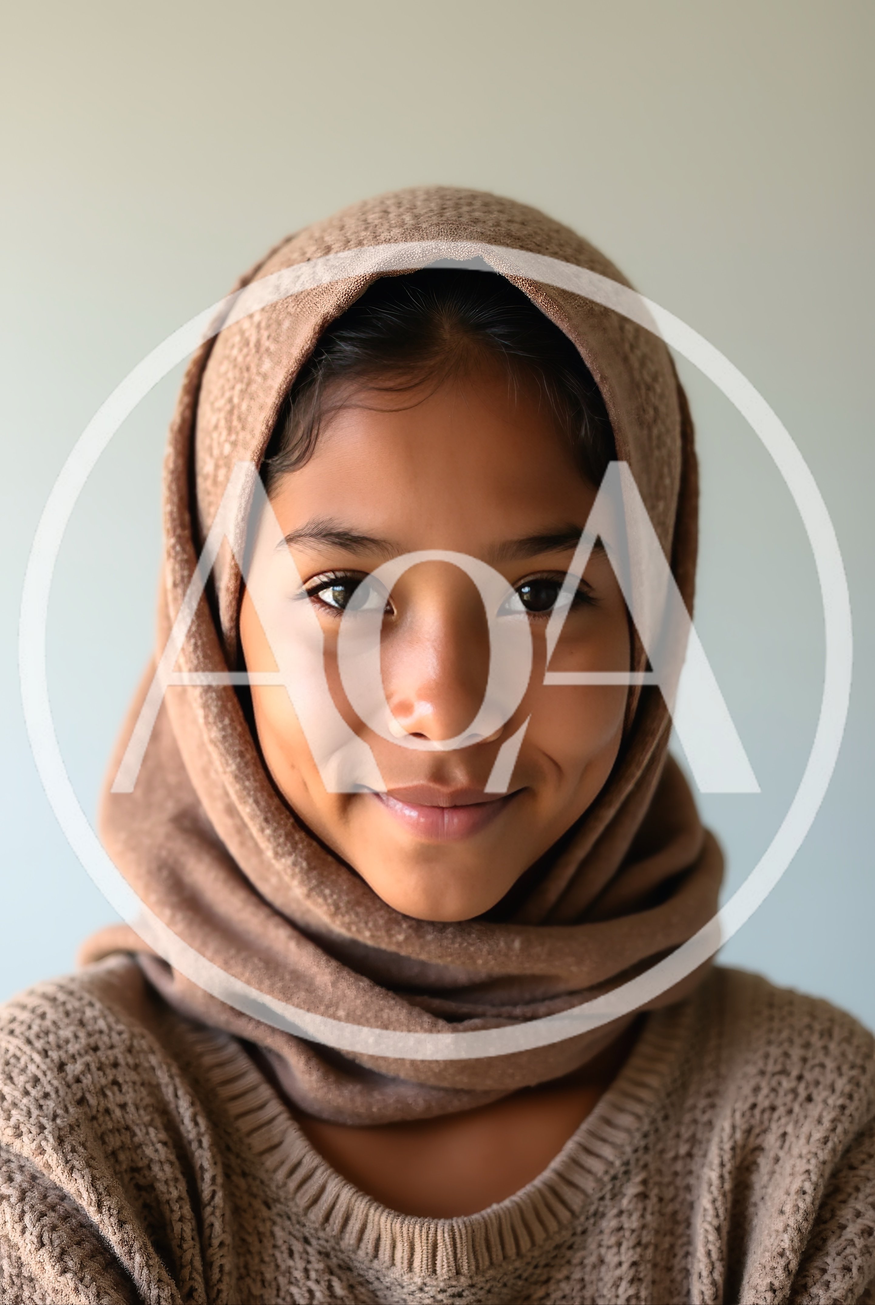 Portrait Of A Young Woman Wearing A Brown Hijab