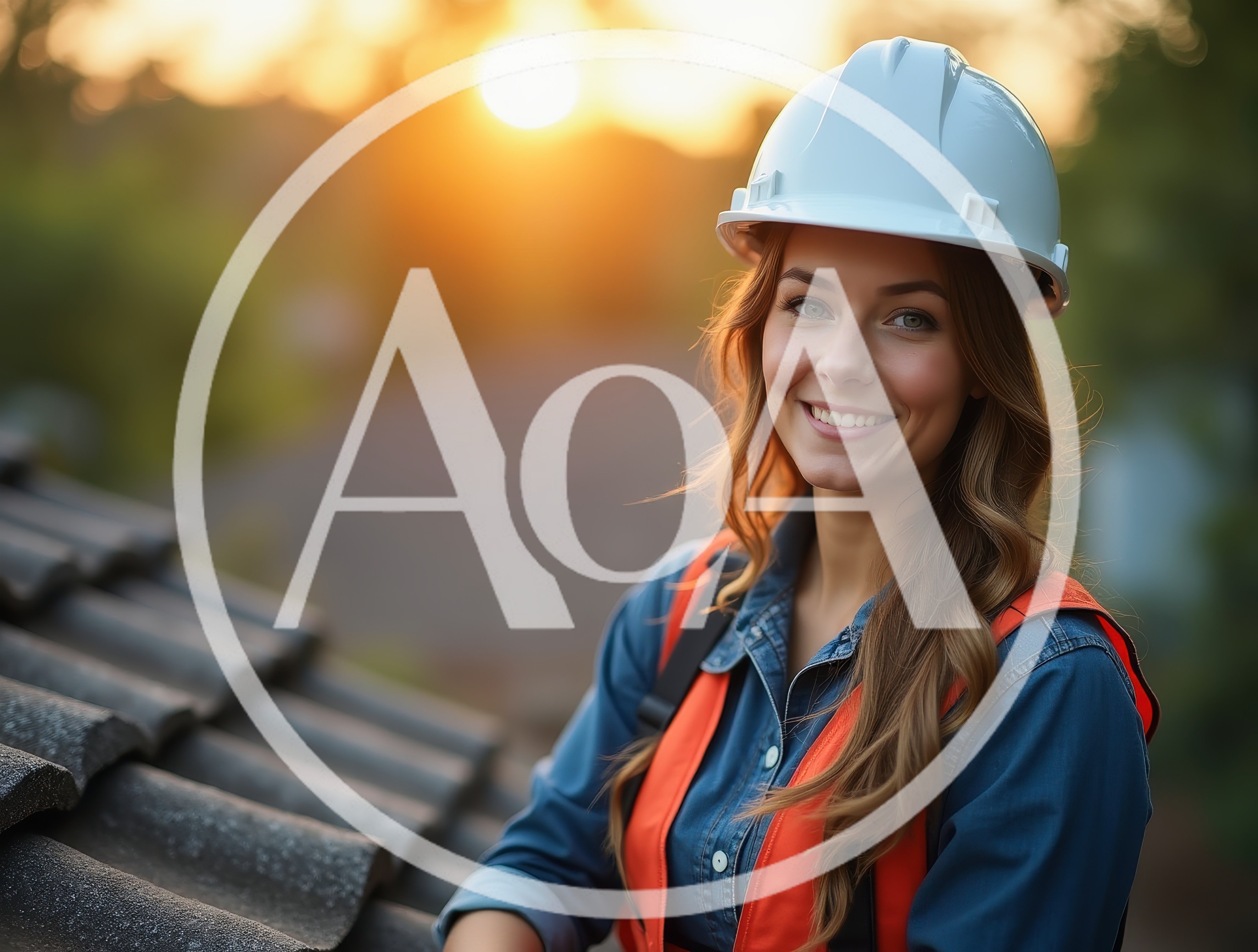 Female Construction Worker Smiling On A Rooftop