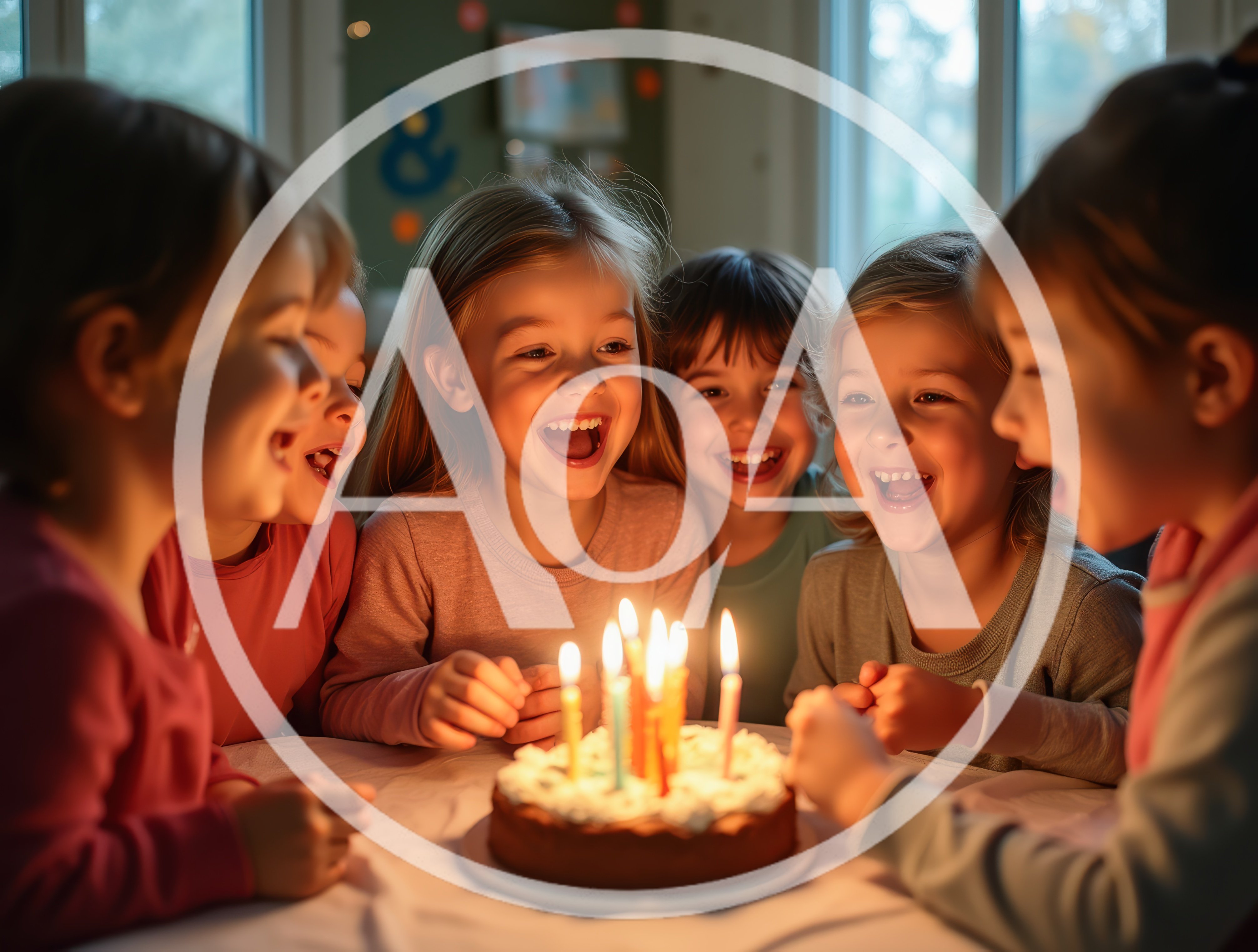 Group Of Happy Children Celebrating A Birthday Party