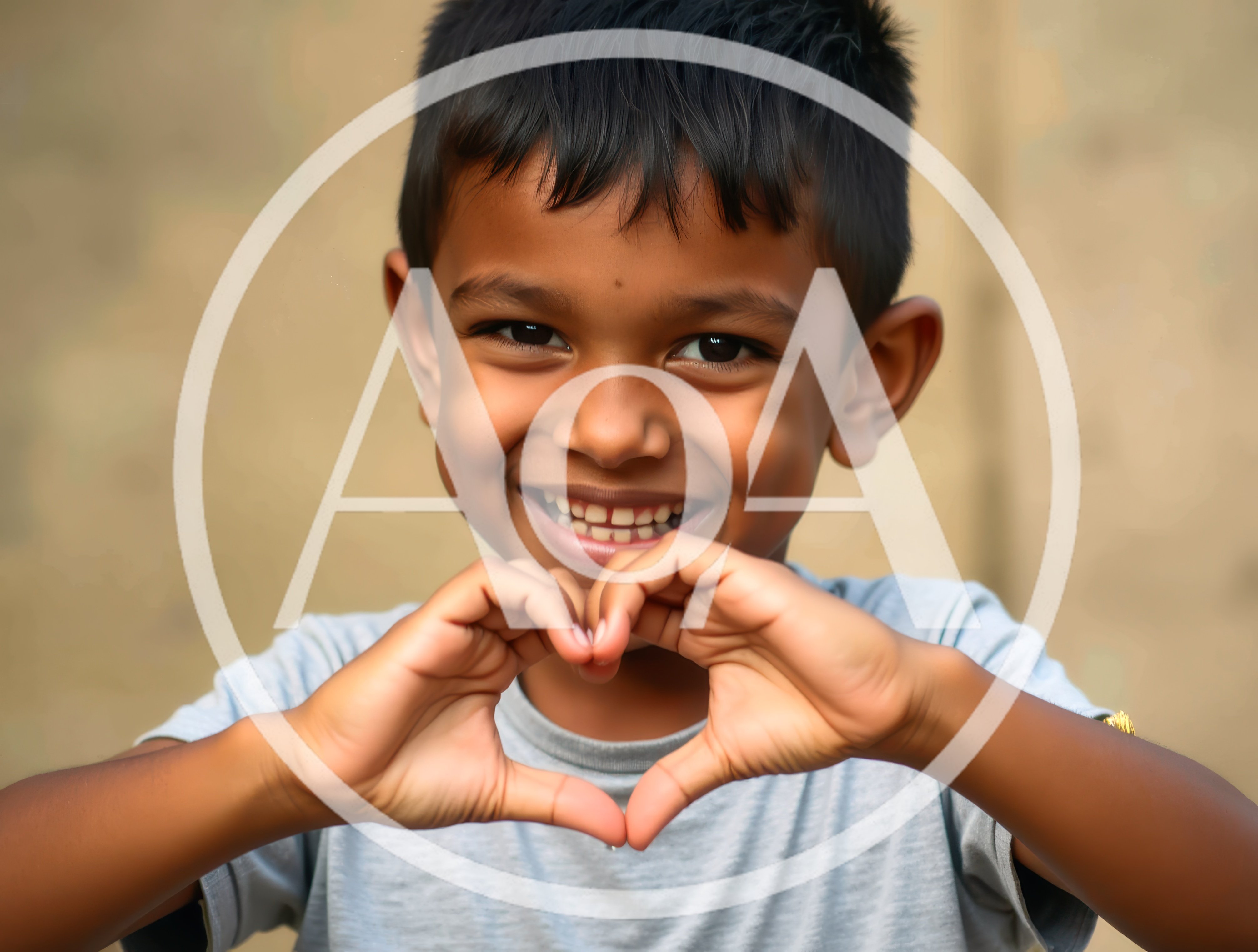 Young Boy Making A Heart Shape With His Hands